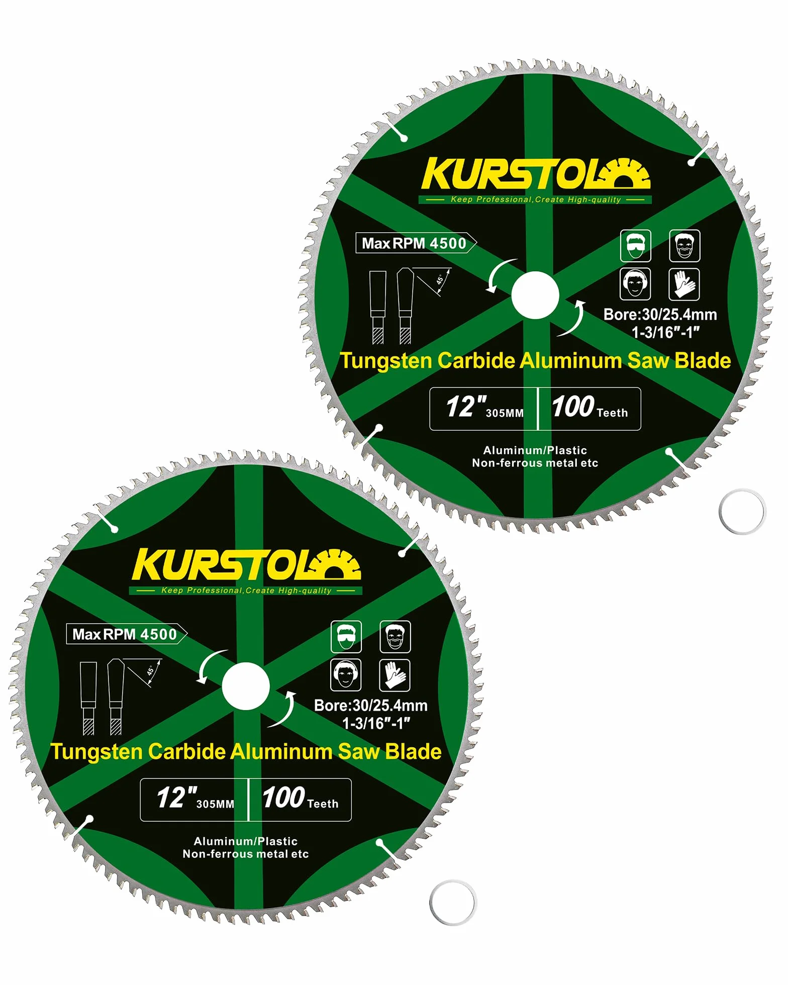 Aluminiowa piła tarczowa 255 x 30 mm (z pierścieniem 25,4 mm) 100T tarcza tnąca do metali niebędących rdzeniem aluminium z tworzywa sztucznego (2 sztuki)