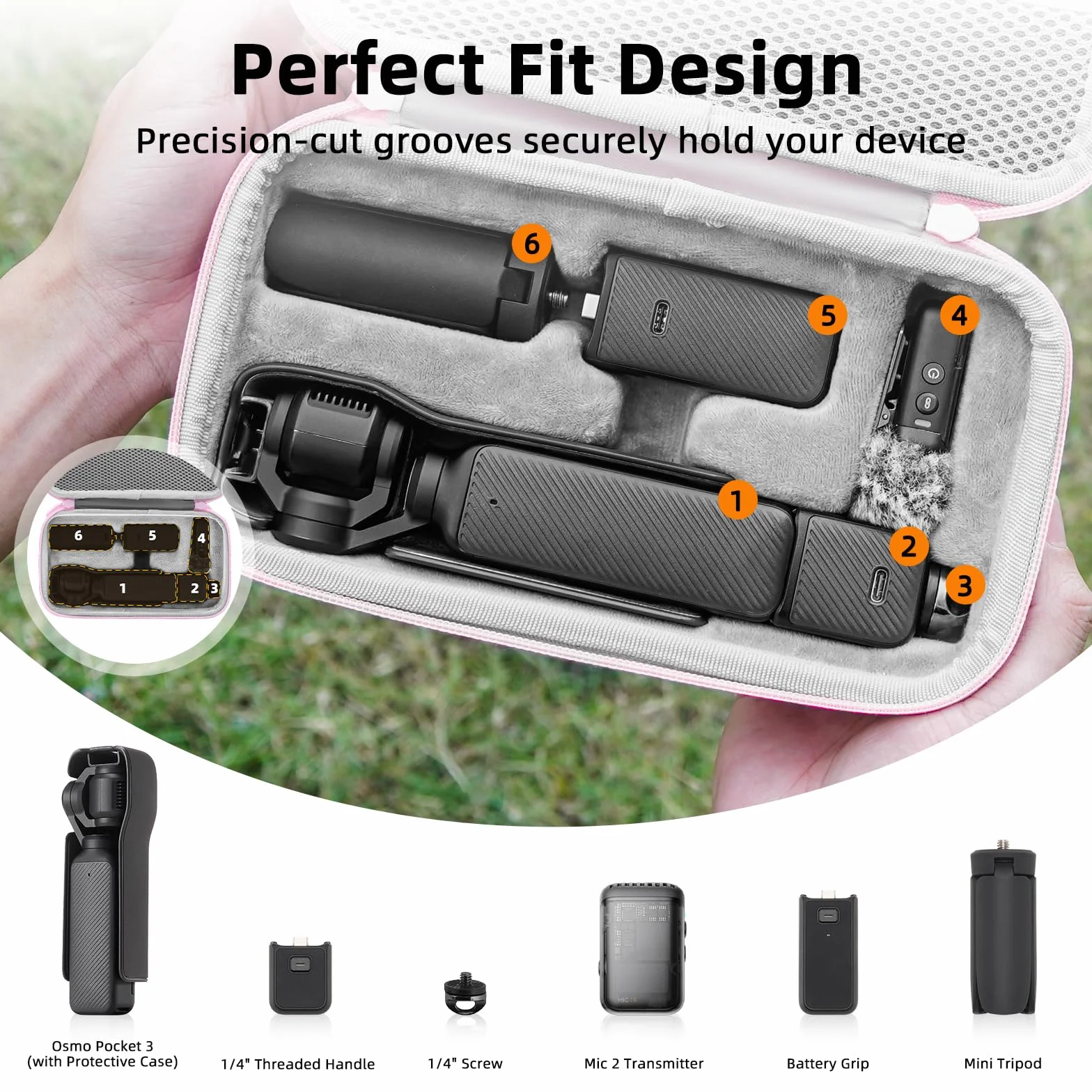 BRDRC etui ochronne do DJI Osmo Pocket 3 Creator Combo, torba przenośna twarda, czarne akcesoria