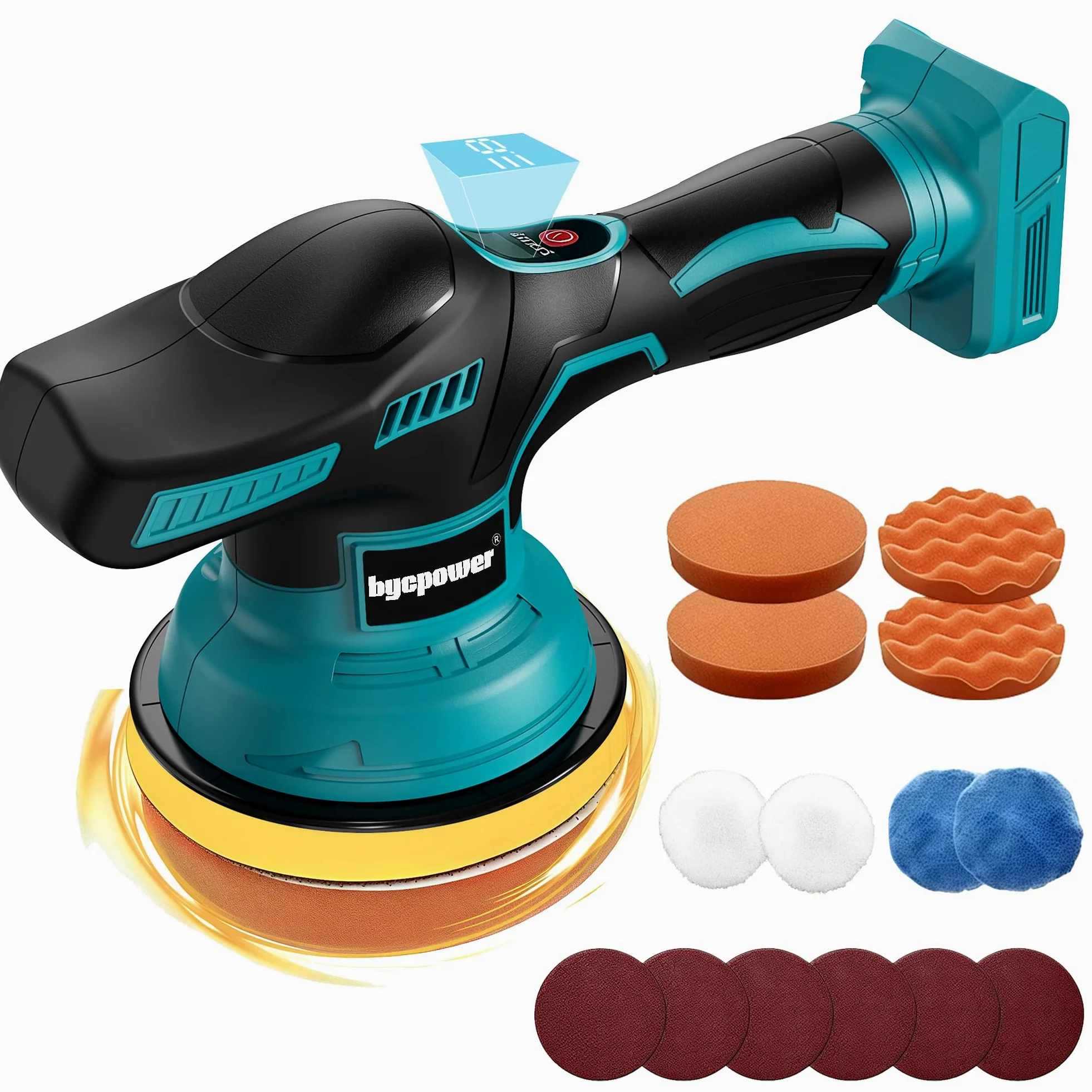 polerka samochodowa do Makita 18 V seria LXT, zestaw 27 sztuk, 15 cm Orbital Polerka z 8 zmiennymi prędkościami do woskowania/uszlachetniania (bez akumulatora)
