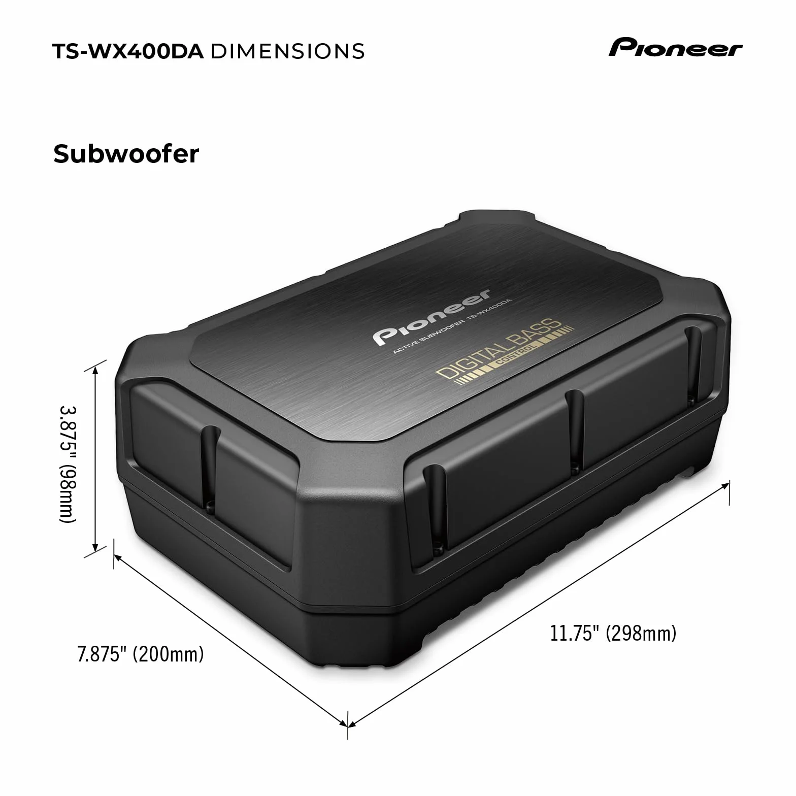Pioneer TS-WX400DA Głośnik, Czarny, 300 x 100 x 200 mm