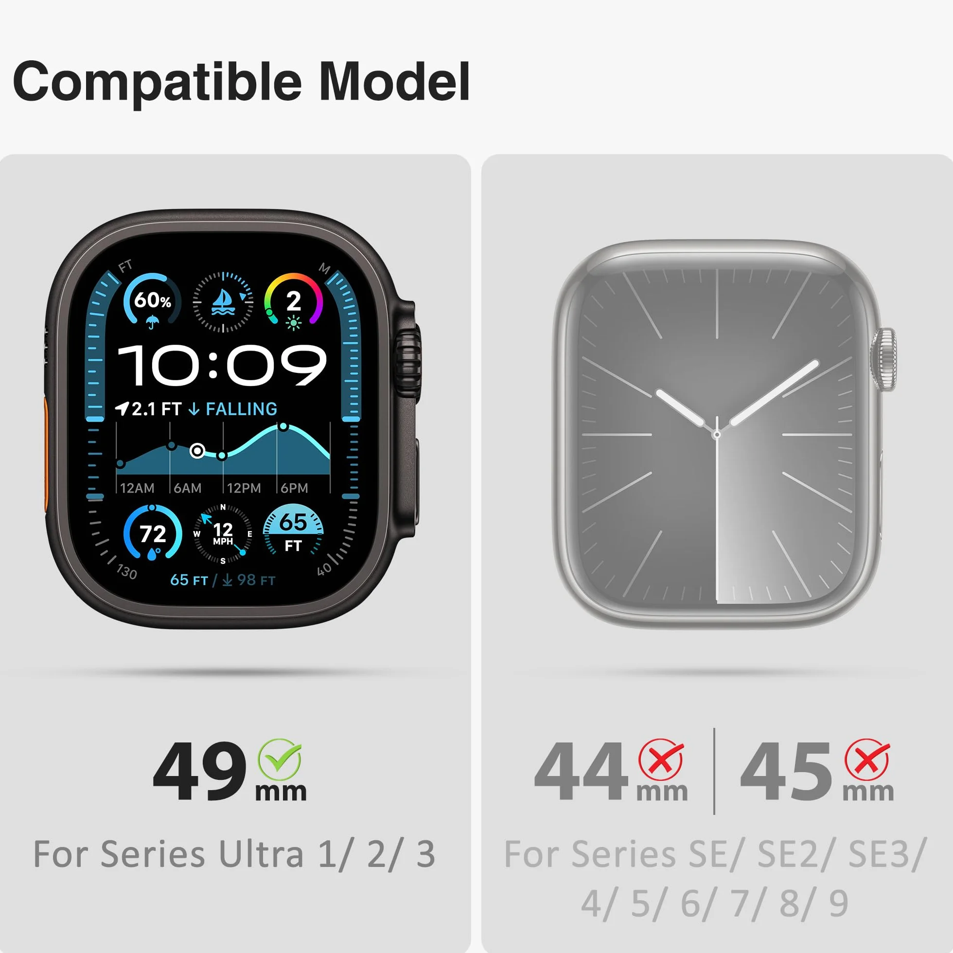 Etui ochronne ULTIMAL z paskiem do Apple Watch Ultra 49mm, wojskowy bumper, zielony
