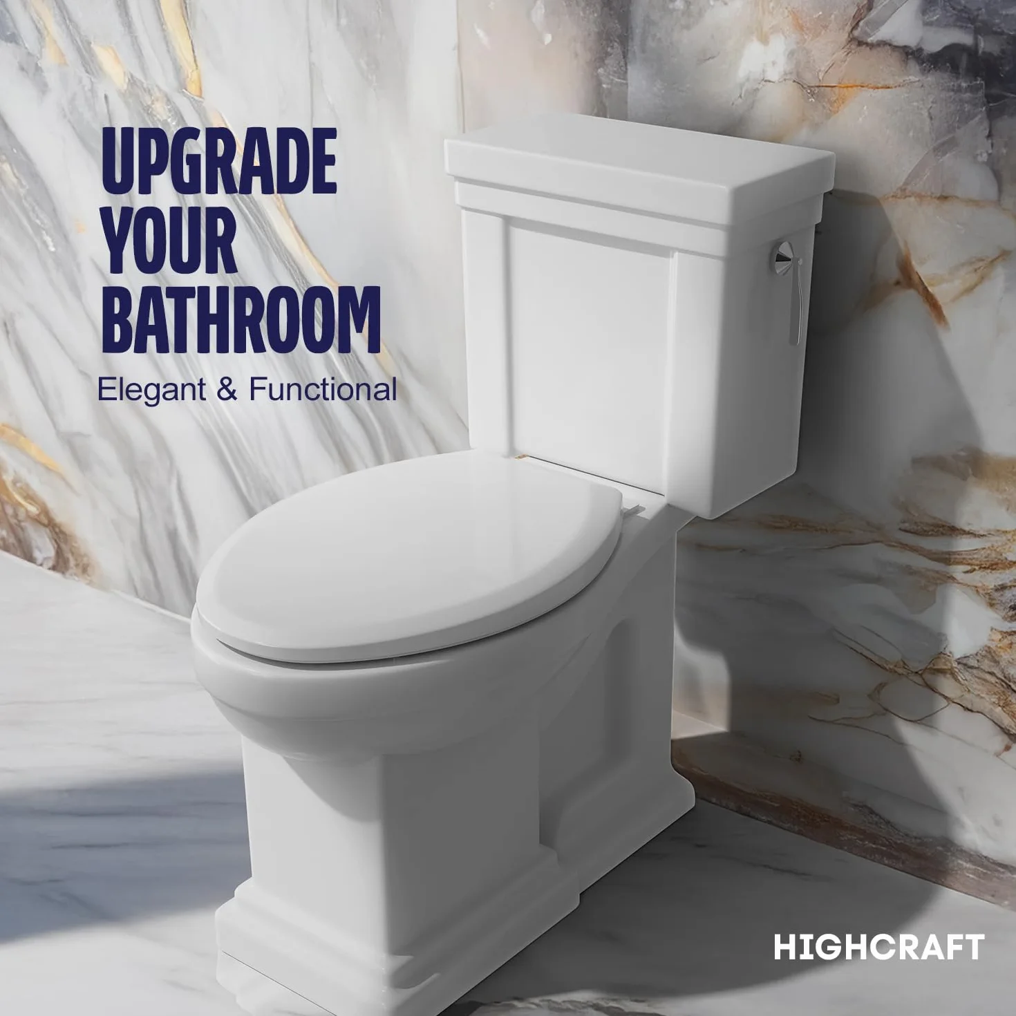 Highcraft W4TSPE powolne zamykanie – łatwe usuwanie – regulowany zawias wydłużona plastikowa deska toaletowa, biała