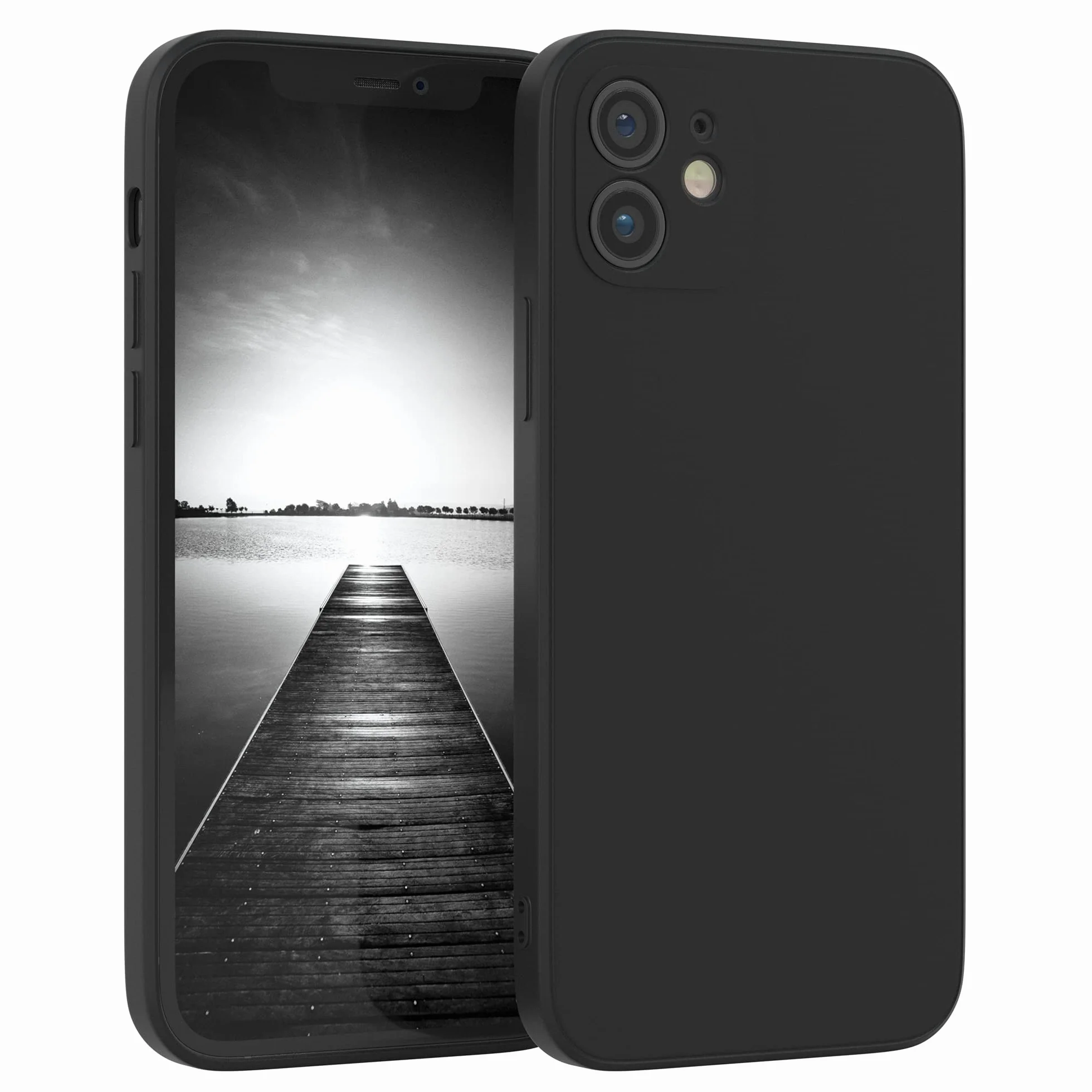 EAZY CASE - Silikonowe etui na telefon iPhone 12 Soft, wstrząsoodporne etui na telefon Etui ochronne z ochroną aparatu Cienka warstwa ochronna Premium TPU Bumper na telefon w Czarny