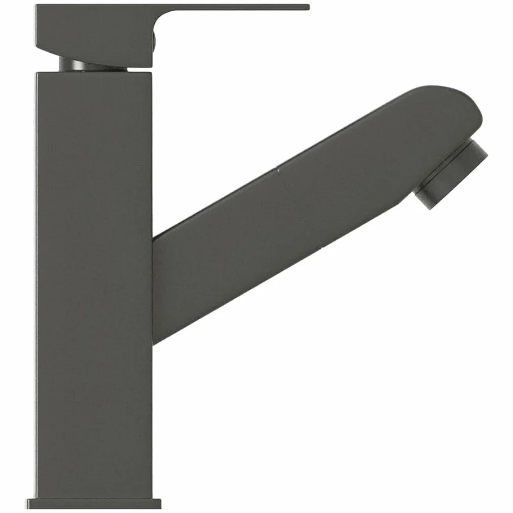 Bateria umywalkowa z wyciąganą wylewką prysznicową, szara, bateria mieszakowa ze stali nierdzewnej 157 x 172 mm, obracana o 360 stopni, jednouchwytowa bateria do łazienki i kuchni