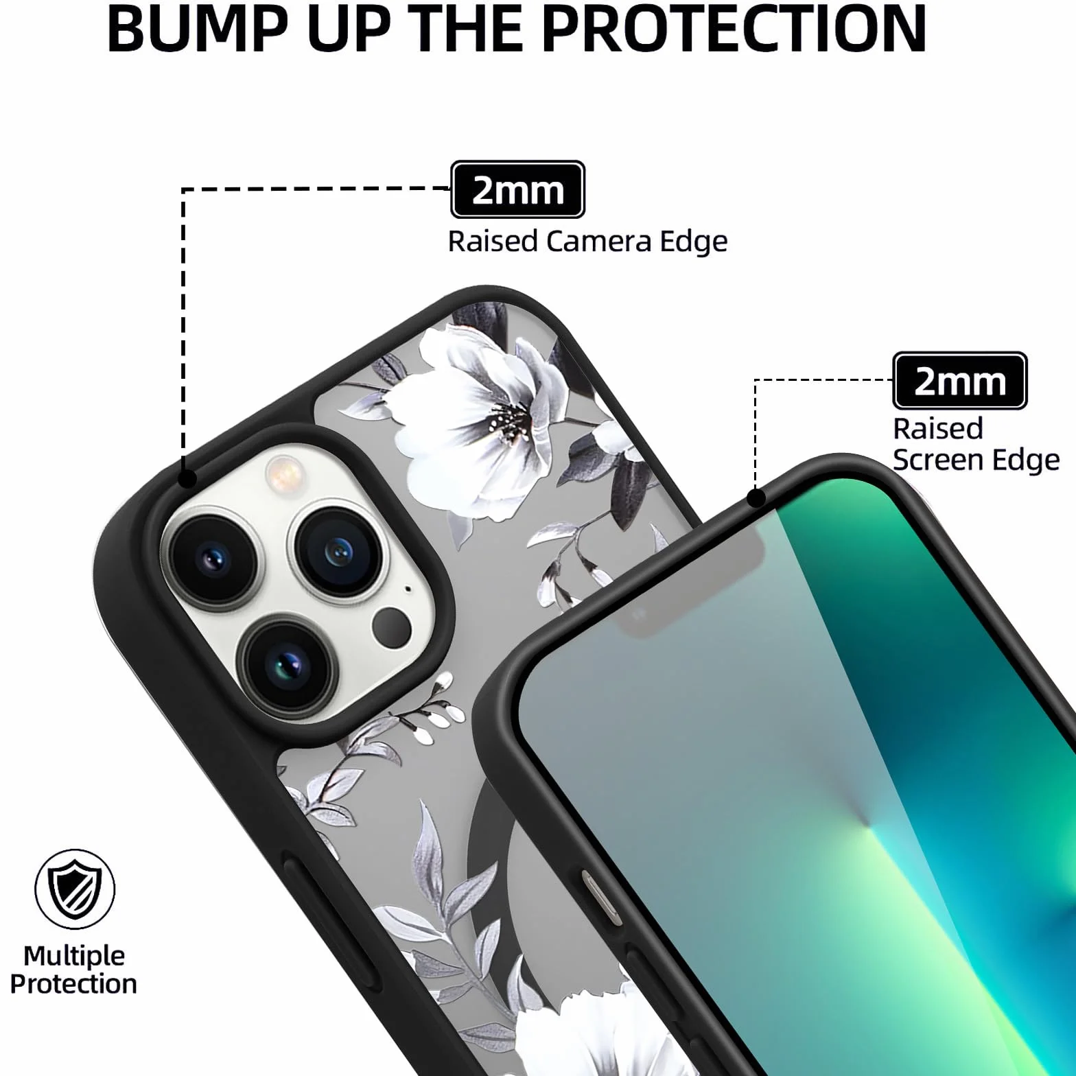 Yoedge Magnetyczne etui na telefon komórkowy iPhone 16 6,1", etui z paskiem, kompatybilne z MagSafe, wzór w kwiaty, półprzezroczyste etui ze sznurkiem, matowe, silikonowe TPU, odporne na uderzenia