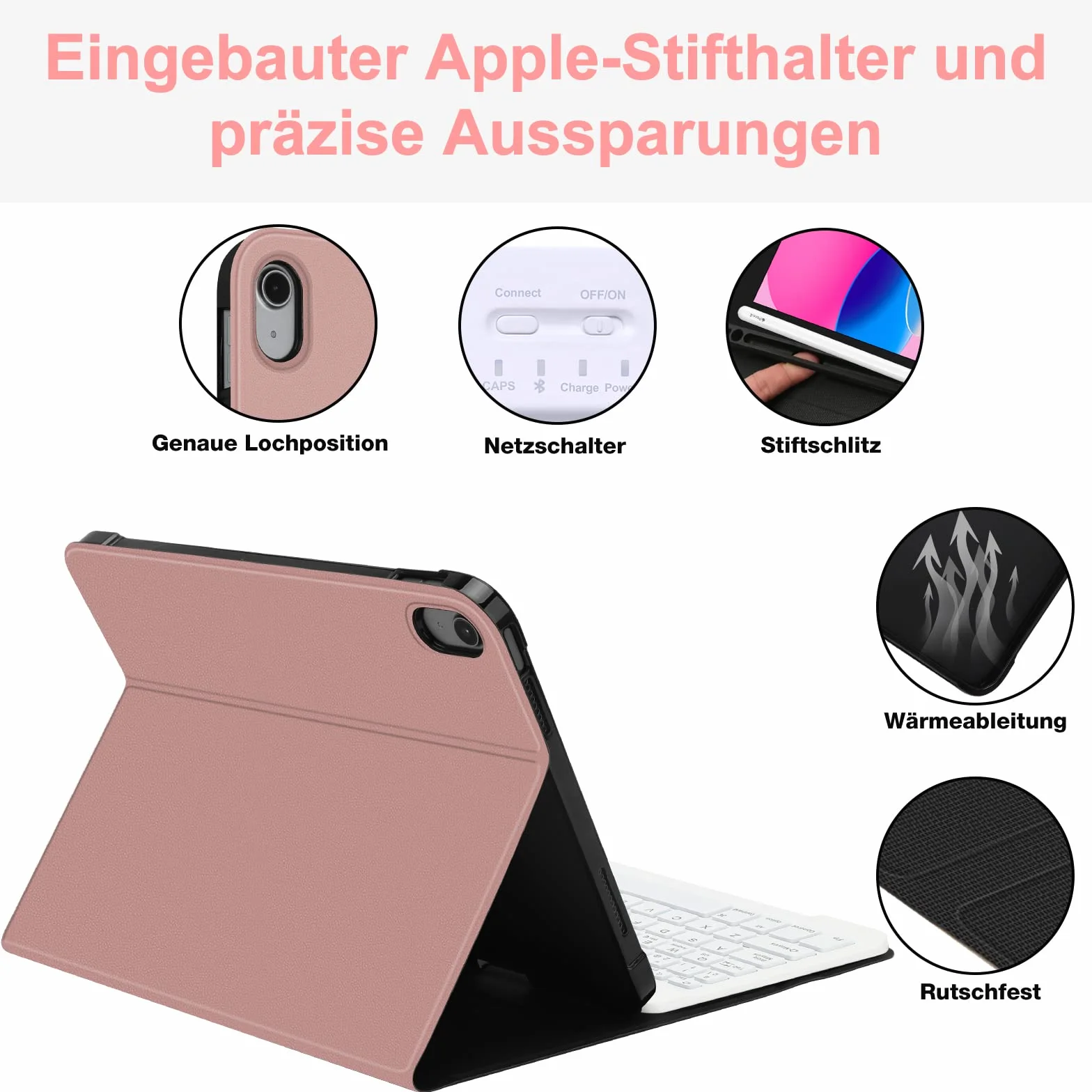 JADEMALL Etui na iPad 10 generacji z klawiaturą - etui na klawiaturę do iPad 10 generacji 2022, magnetyczna klawiatura QWERTZ Bluetooth, czarne