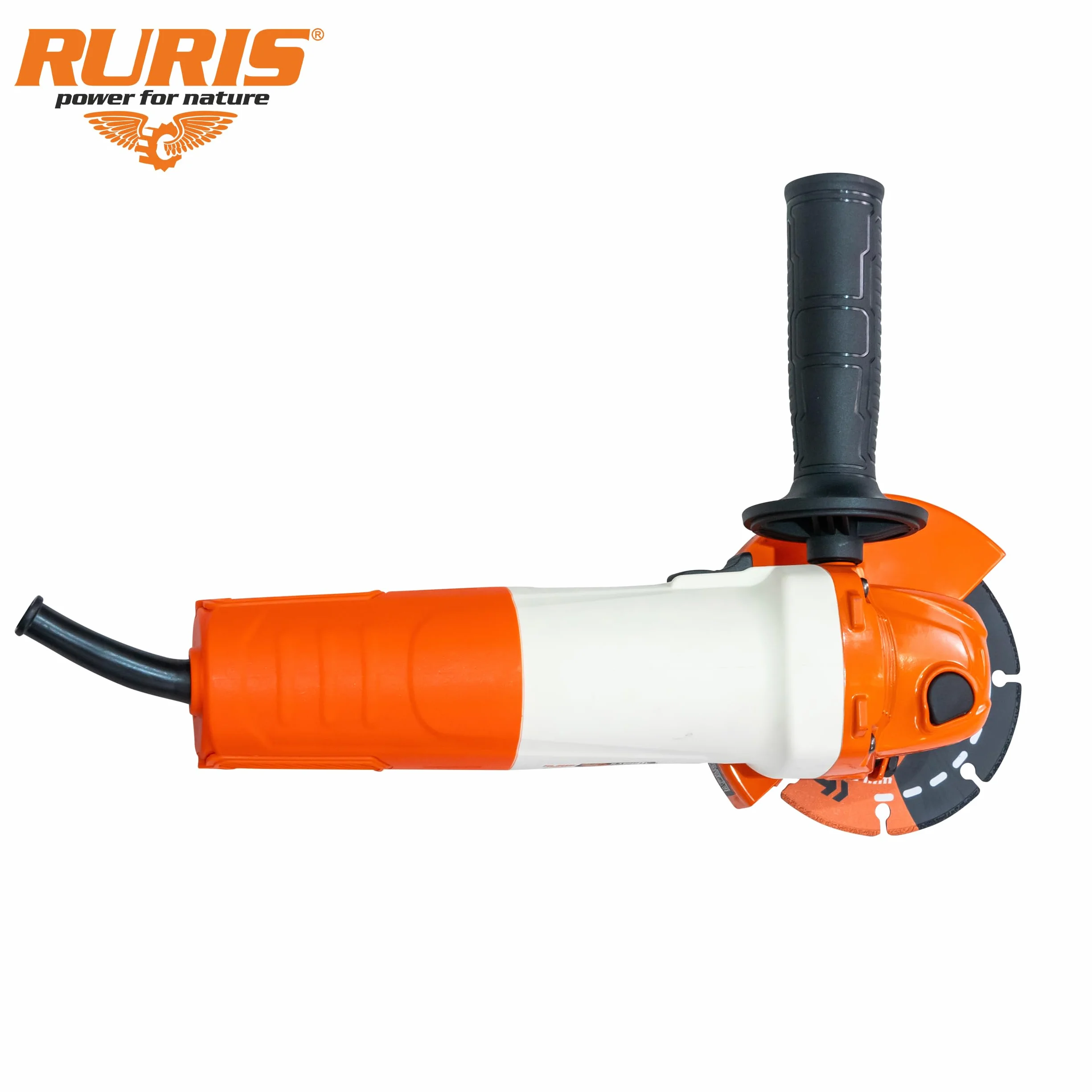 RURIS RA1200V elektryczna szlifierka kątowa 1200 W, tarcza 125 mm, zmienna prędkość, 3000-11000 obr./min, system Power Off, uniwersalne narzędzie do cięcia i szlifowania metalu, betonu, kamienia