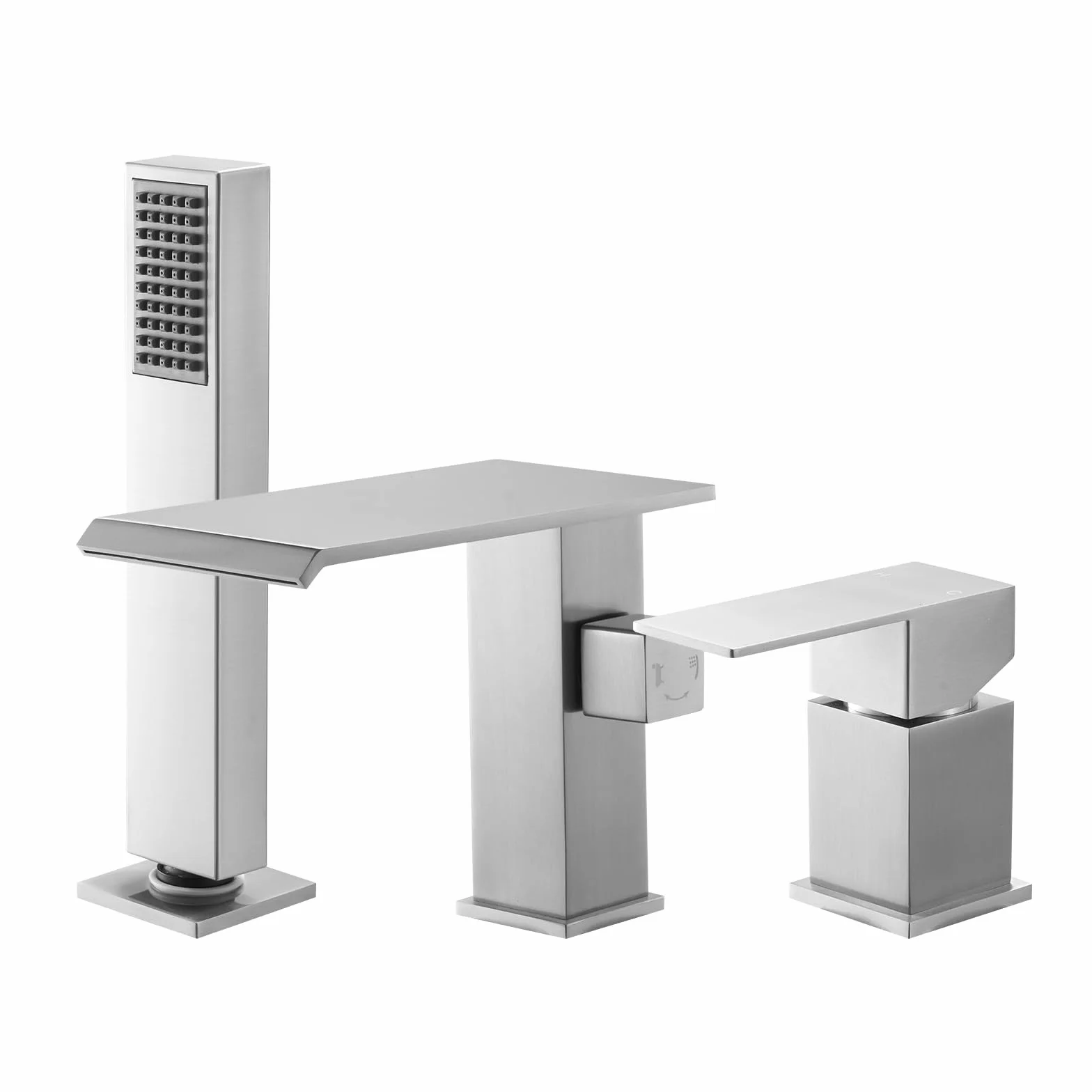 VEVOR Rzymska bateria wannowa, 3-otworowa bateria wannowa z wodospadem, szerokie rzymskie baterie wannowe z głowicą prysznicową i 1 uchwytem, baterie do wanny rzymskiej do mycia zwierząt domowych