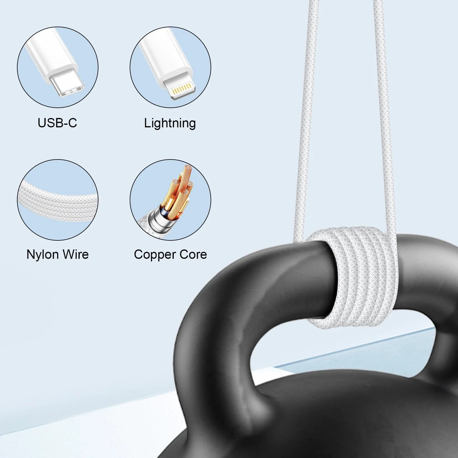 Kabel Lightning do iPhone MFi Szybkie ładowanie Nylonowy 1 m