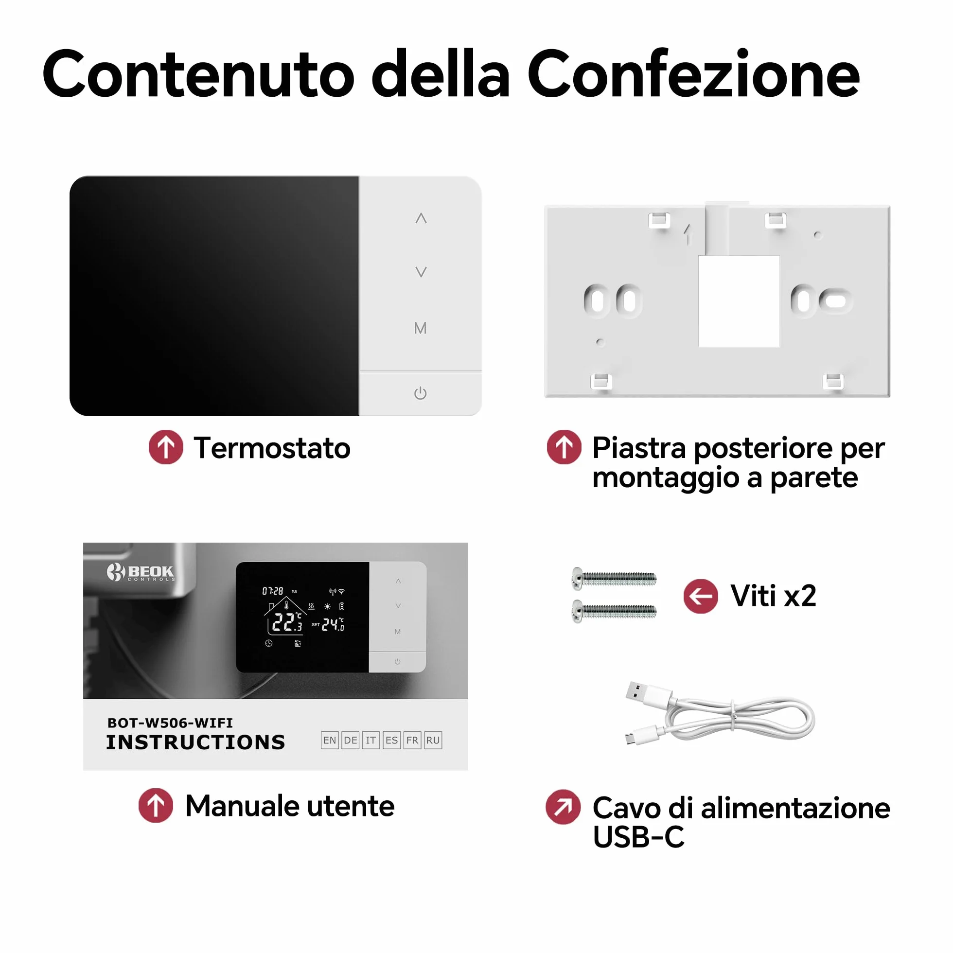 Termostat WiFi do kotła gazowego 3A, termostat ścienny z 2 przewodami na baterie, zasilanie bateryjne lub USB, programowalny kompatybilny z Alexa i Google Home, sterowanie głosowe i pilot zdalnego