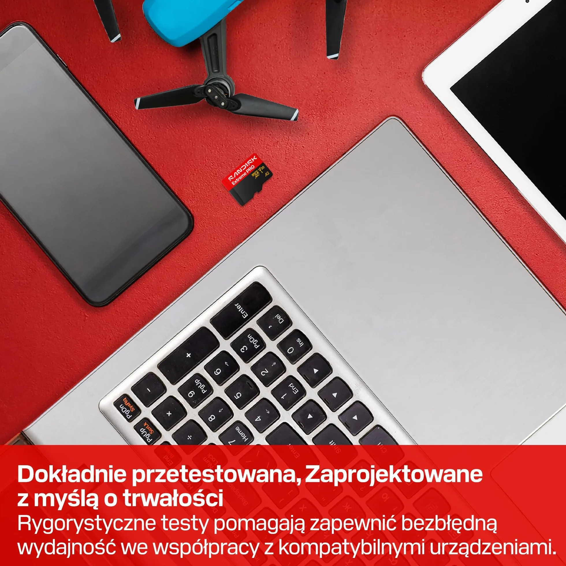 SANDISK Extreme PRO microSD Karta UHS-I + SD Adapter, 256 GB (prędkość odczytu do 250 MB/s i prędkość zapisu do 170MB/s, 5K, 3K, 4K UHD, C10, V30, U3, A2)
