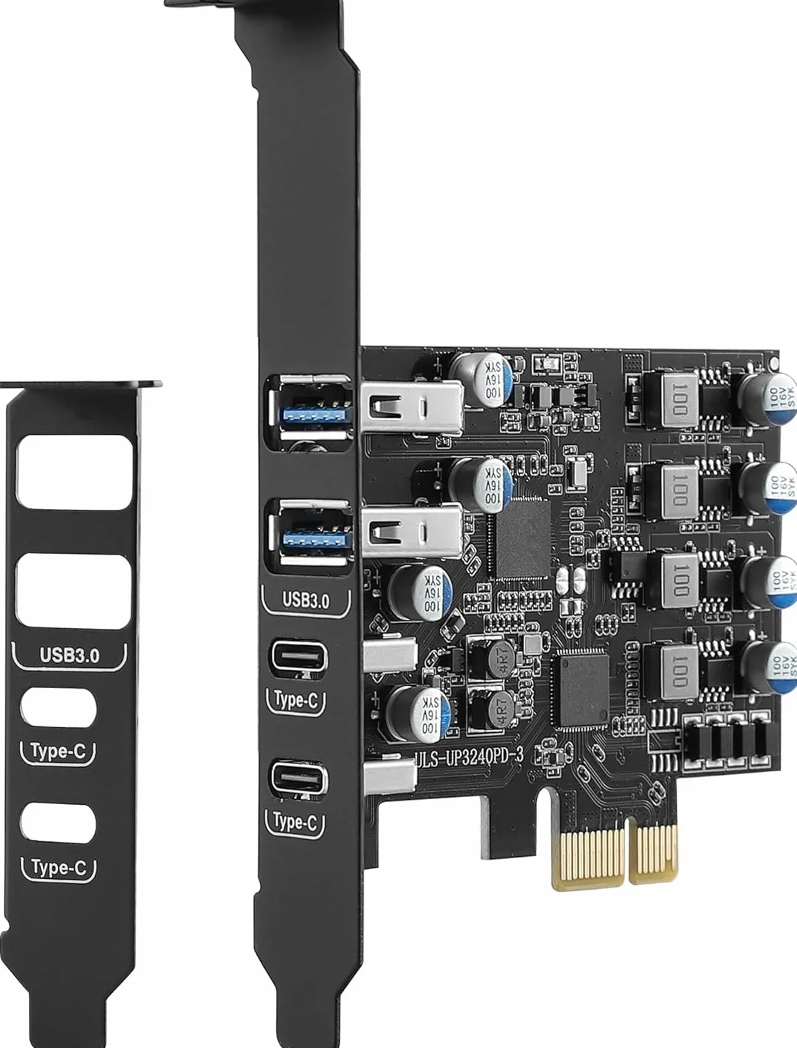 Karta PCIe USB z Power Delivery 25W, PCI Express na USB 3.0 4 porty (2x Type A + 2x Type C), szybkie ładowanie, Low Profile