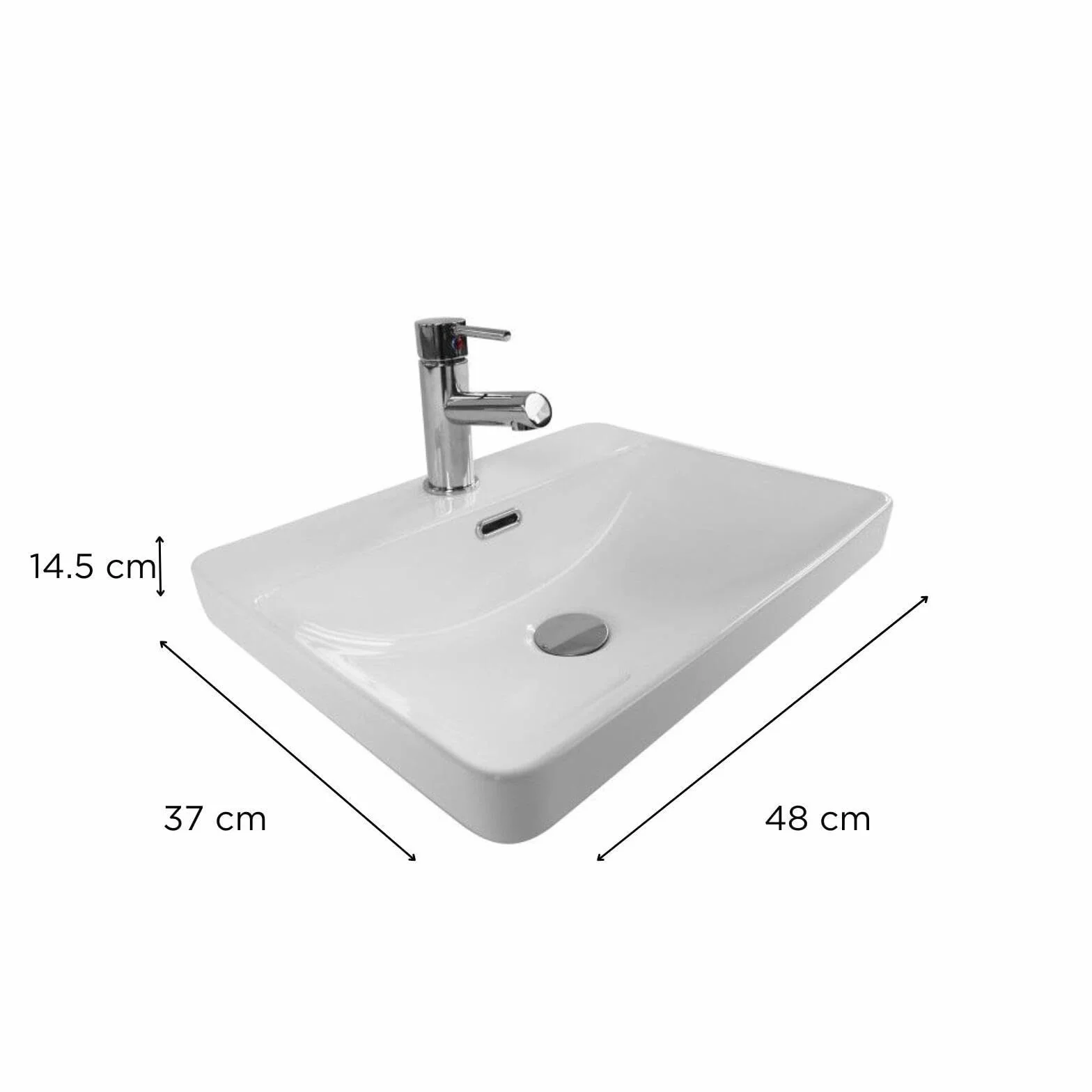 MOB-IN Vasque Łazienka Częściowo wpuszczana Ceramiczna Biała L48 x D37 cm Lea