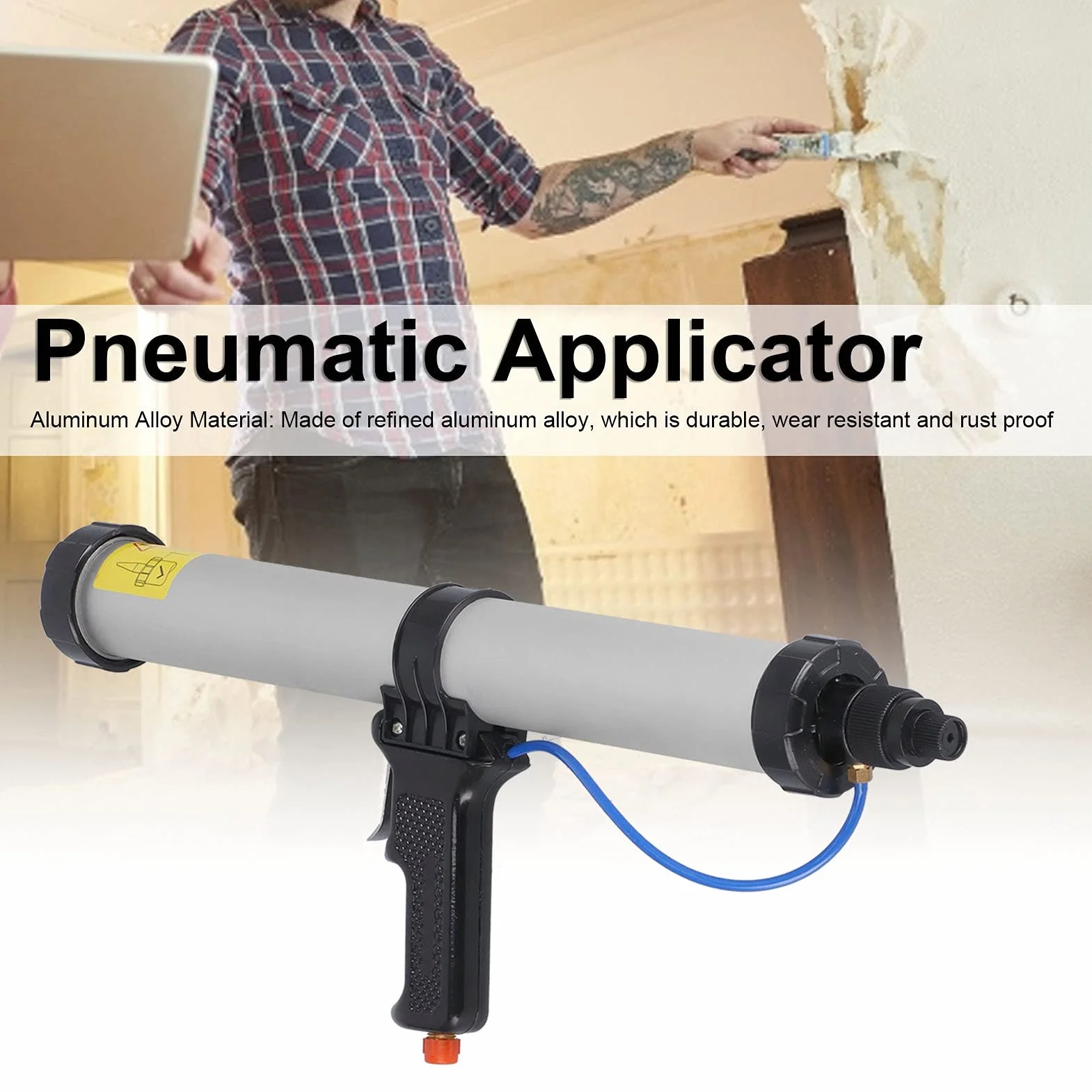 Pneumatyczny pistolet do uszczelniania powietrza, profesjonalny bezprzewodowy pistolet do uszczelniania 600 ml, lekki pneumatyczny pistolet do uszczelniania ze stopu aluminium do domu i przemysłu