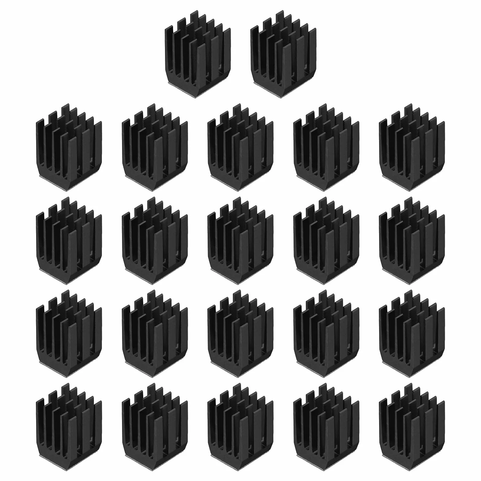 QUARKZMAN 22 szt. 9 x 9 x 12 mm radiator aluminiowy radiator chłodzenie ze stałą naklejką na chip CPU, tranzystor mocy FET IC, czarny