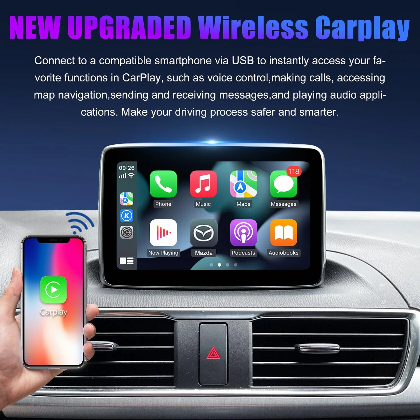 Zestaw do aktualizacji bezprzewodowego Carplay Mazda TK78-66-9U0C OEM Media Hub MZD CONNECT Mazda 3/6/CX5/CX9/MX5 2014-2020