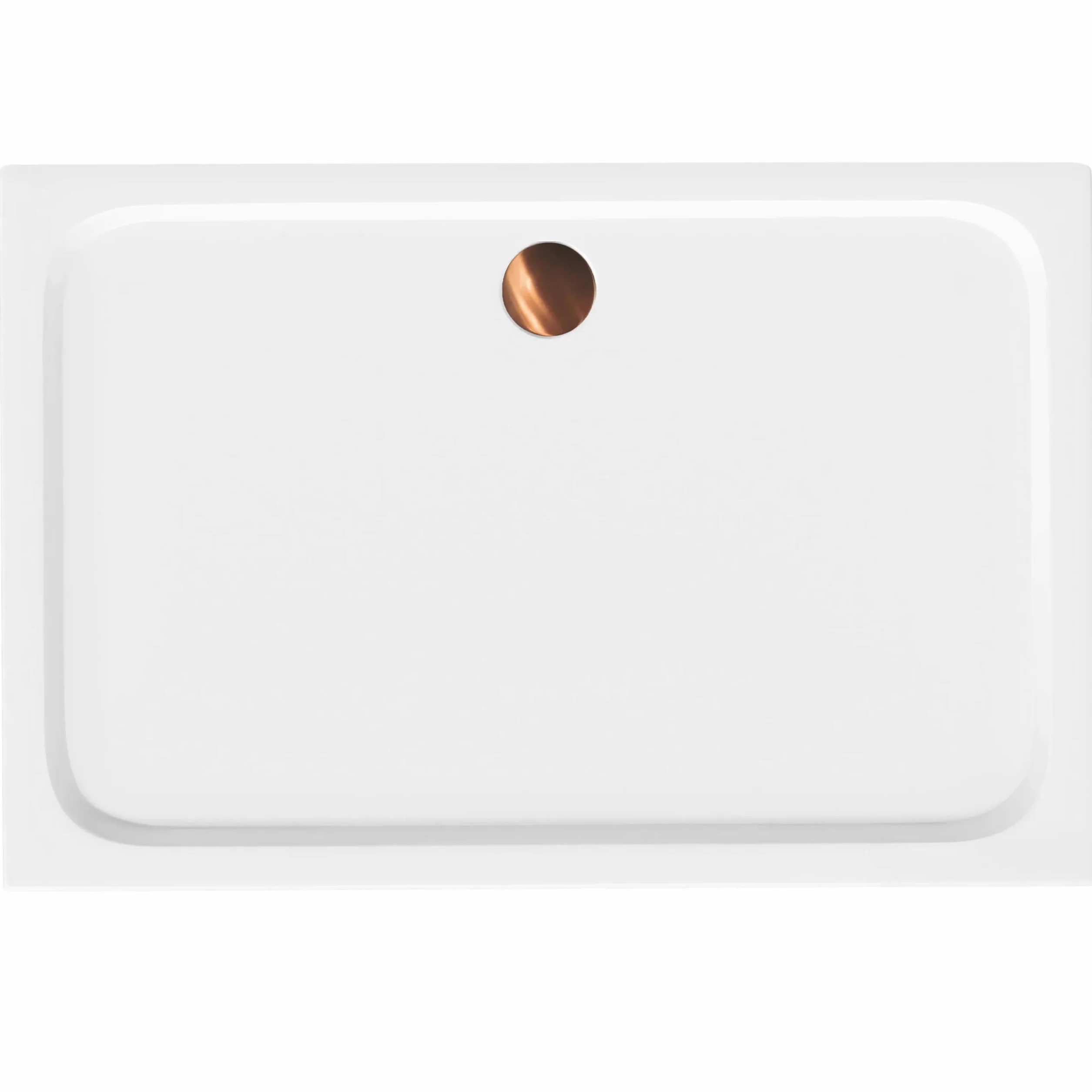Rea - Brodzik Prysznicowy Akrylowy Belmond Biały 80X100 80X100 syfon miedź sczotkowana - 100 x 80 x 5 cm