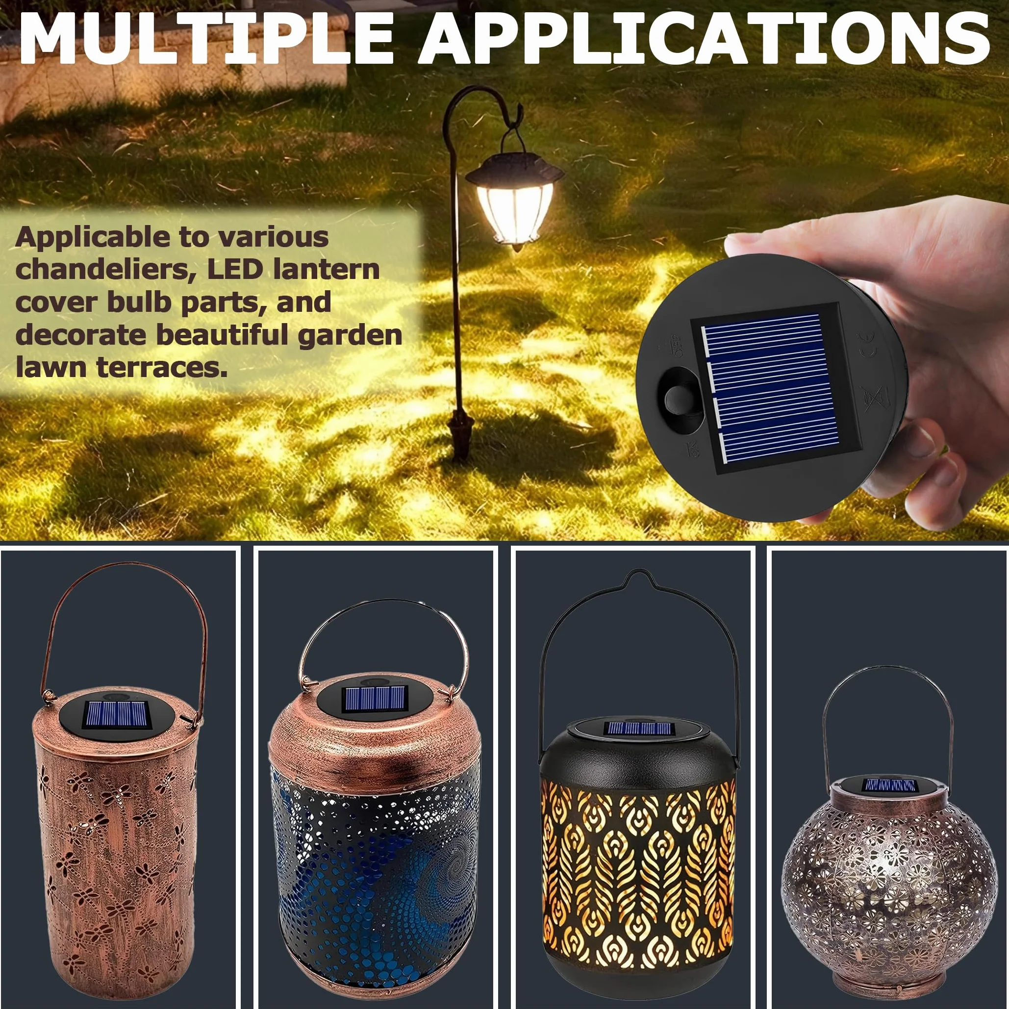 Wymienna górna część lampy solarnej 7 cm do lampionów zewnętrznych, 1,2 V 600 mAh, wodoodporność IP44 z ciepłym światłem, wymienna górna jednostka solarna LED do zewnętrznej lampy ogrodowej, 4 szt