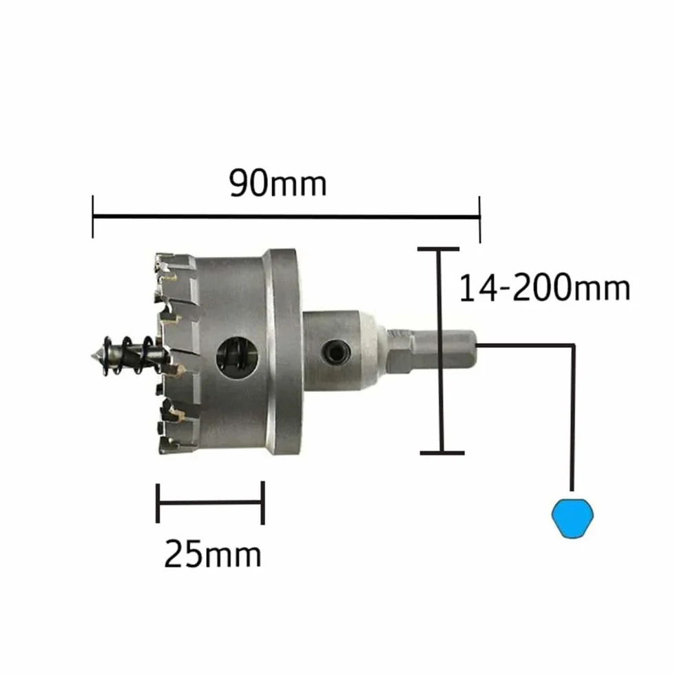 1pc 16-50mm wiertło rdzeniowe otwornica ze stali nierdzewnej TCT wiertło z końcówką węglikową cięcie metalu elektronarzędzia do wiercenia, 89 mm