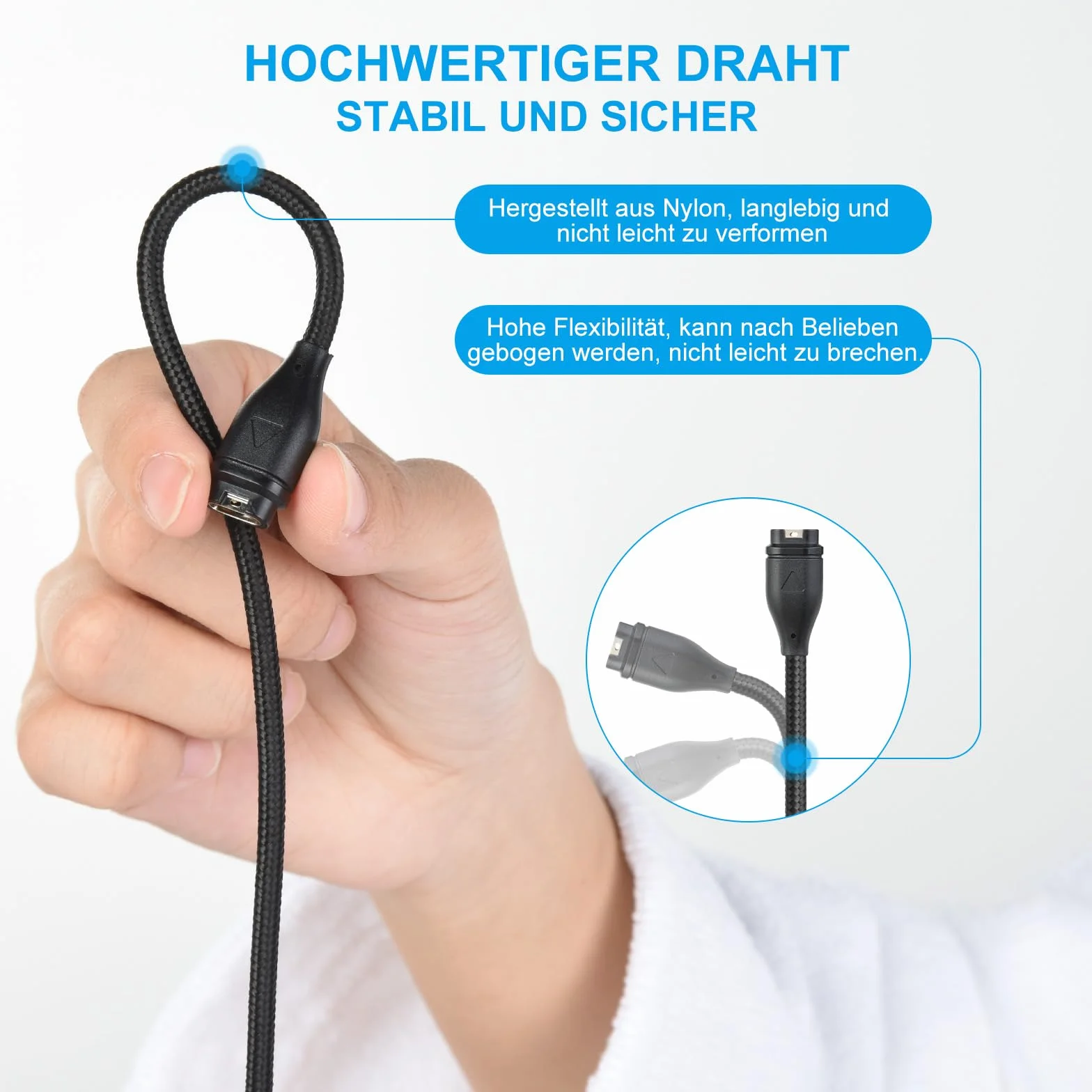 ELUTENG Ładowarka do Garmin z 2 adapterami USB C 90 stopni, kompatybilna z Garmin Fenix 8 E 7 7S 7X 6 6S 6X Pro 5 5S 5X Plus, Epix, Approach x10/S60/S62, Vivoactive, Vivomove, Venu, Forerunner