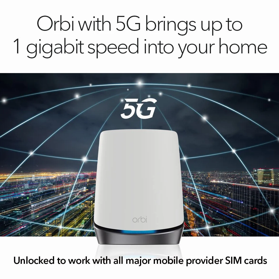 NETGEAR Orbi NBK752 5G LTE Wifi 6 WLAN Mesh (sieć bezprzewodowa 5G o zasięgu do 350 m² i trójzakresowy AX4200, router WLAN z modemem 5G i satelitą mesh, odblokowany dla każdej karty SIM)