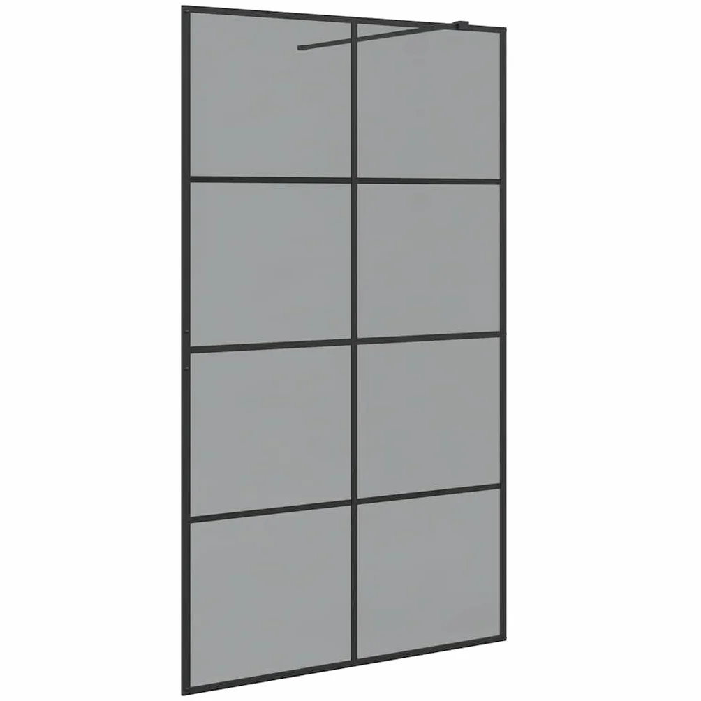 Ścianka prysznicowa Walk-in czarna, 115 x 195 cm, szkło hartowane, rama aluminiowa, ochrona przed rozpryskiwaniem, bez barier, nie zajmuje dużo miejsca, bez ramy, do nowoczesnej łazienki