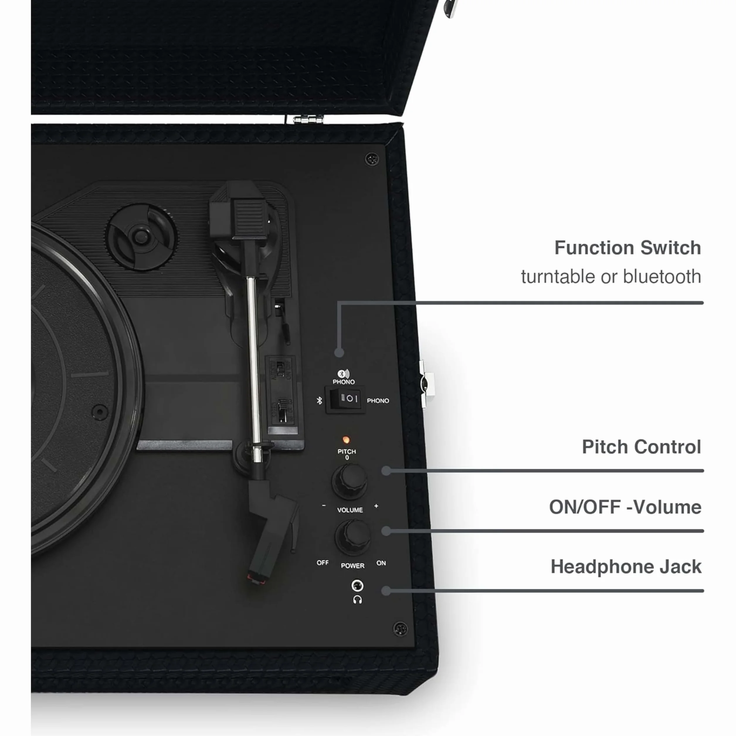 Crosley CR8017B-BK4 Voyager bluetooth platenspeler - Zwart,Eén maat