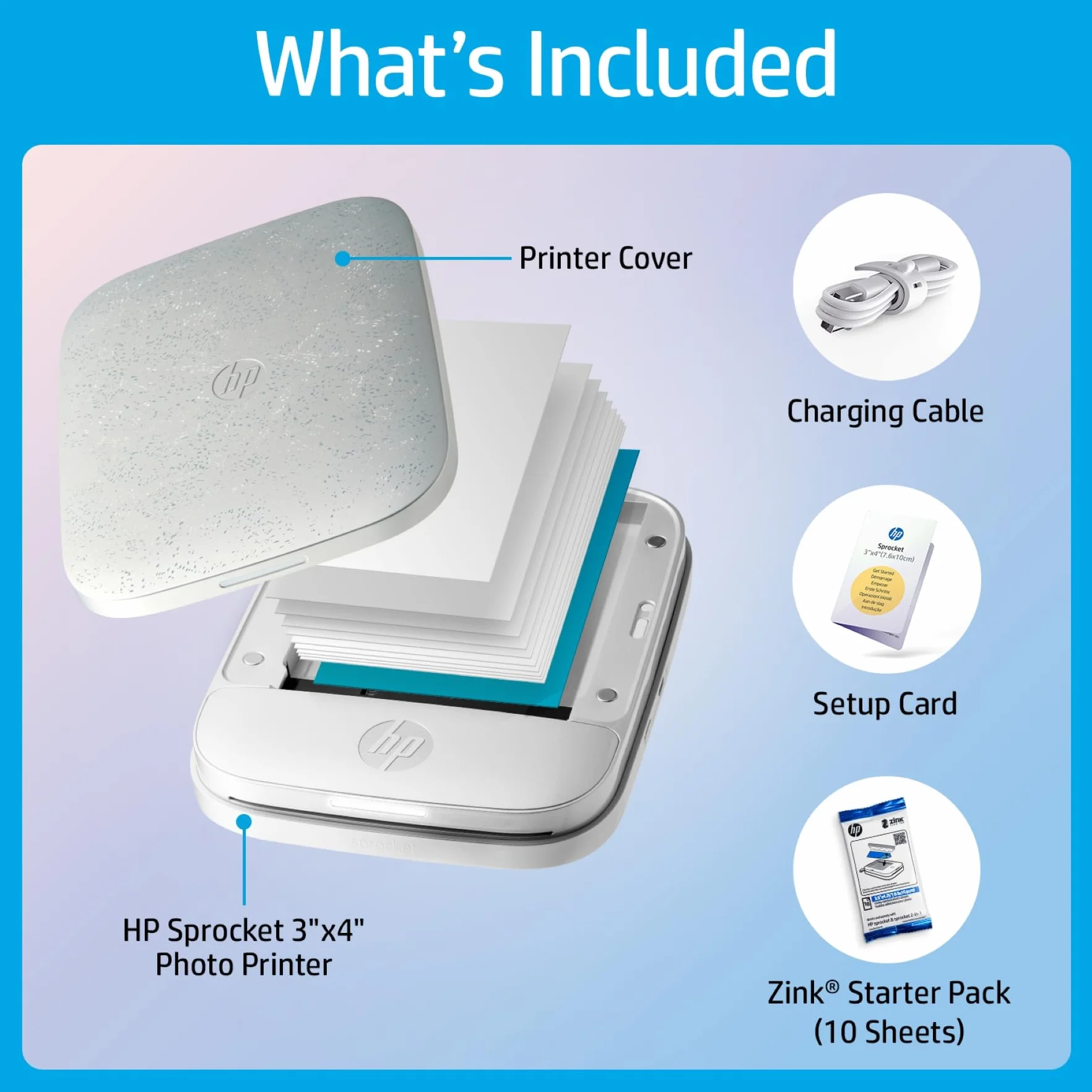 HP Sprocket Natychmiastowa drukarka fotograficzna 3x4 bezprzewodowa Zink