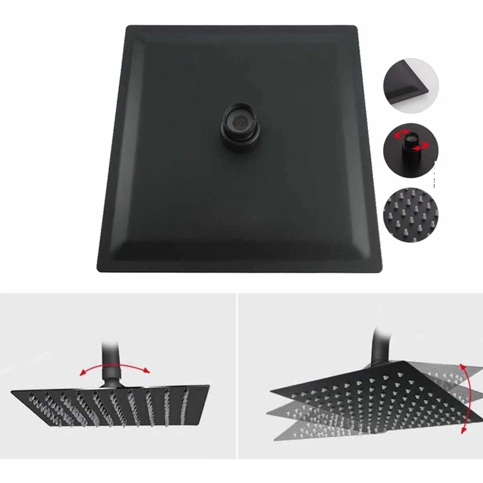 Matowa czarna 25 cm deszczownica głowica prysznicowa ze stali nierdzewnej naścienna głowica prysznicowa mosiężne ramię prysznicowe 150 cm wąż ultracienka konstrukcja do nowoczesnej łazienki