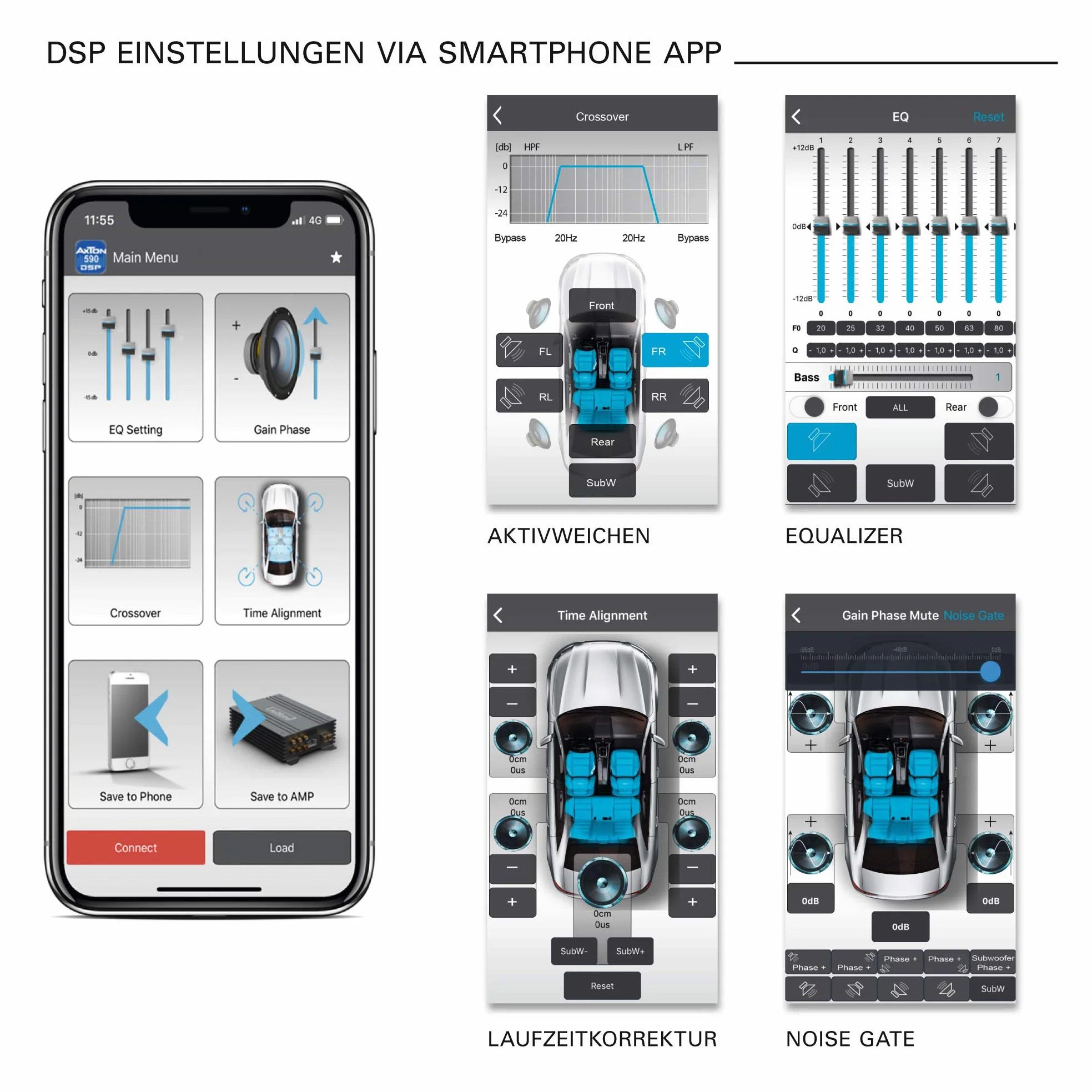 AXTON A592DSP 4-kanałowy wzmacniacz z DSP 4 x 150 W Bluetooth Audio Streaming Hi-Res Audio