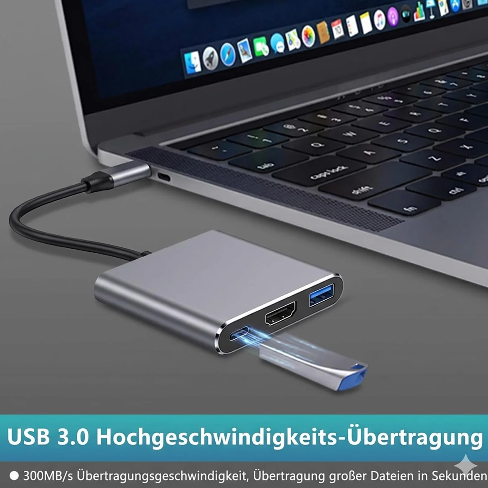 Adapter USB C na HDMI 4K 30 Hz Multiport Hub 100 W PD USB 3.0 do MacBook Pro/Air iPad Pro Samsung S24/S23 Surface HP