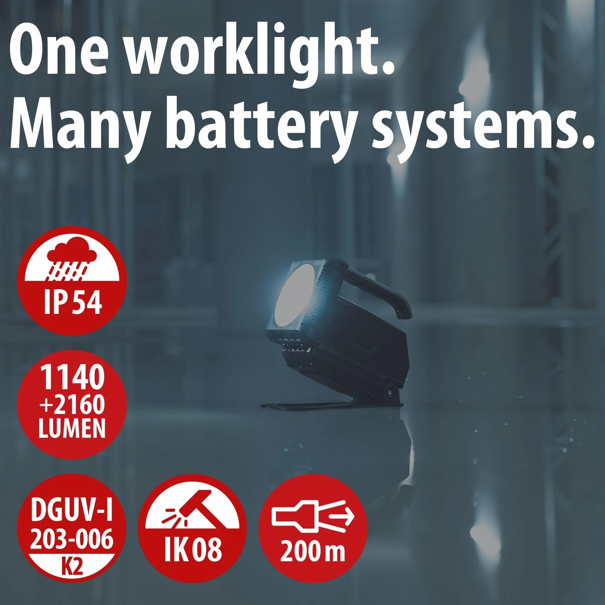 Brennenstuhl Professional Multi Battery LED Lampa ręczna HL 3000 / lampa robocza 1140 + 2160lm (20W, IP54, kompatybilny z akumulatorami 18V od 10 różnych producentów, Engineered in Germany)