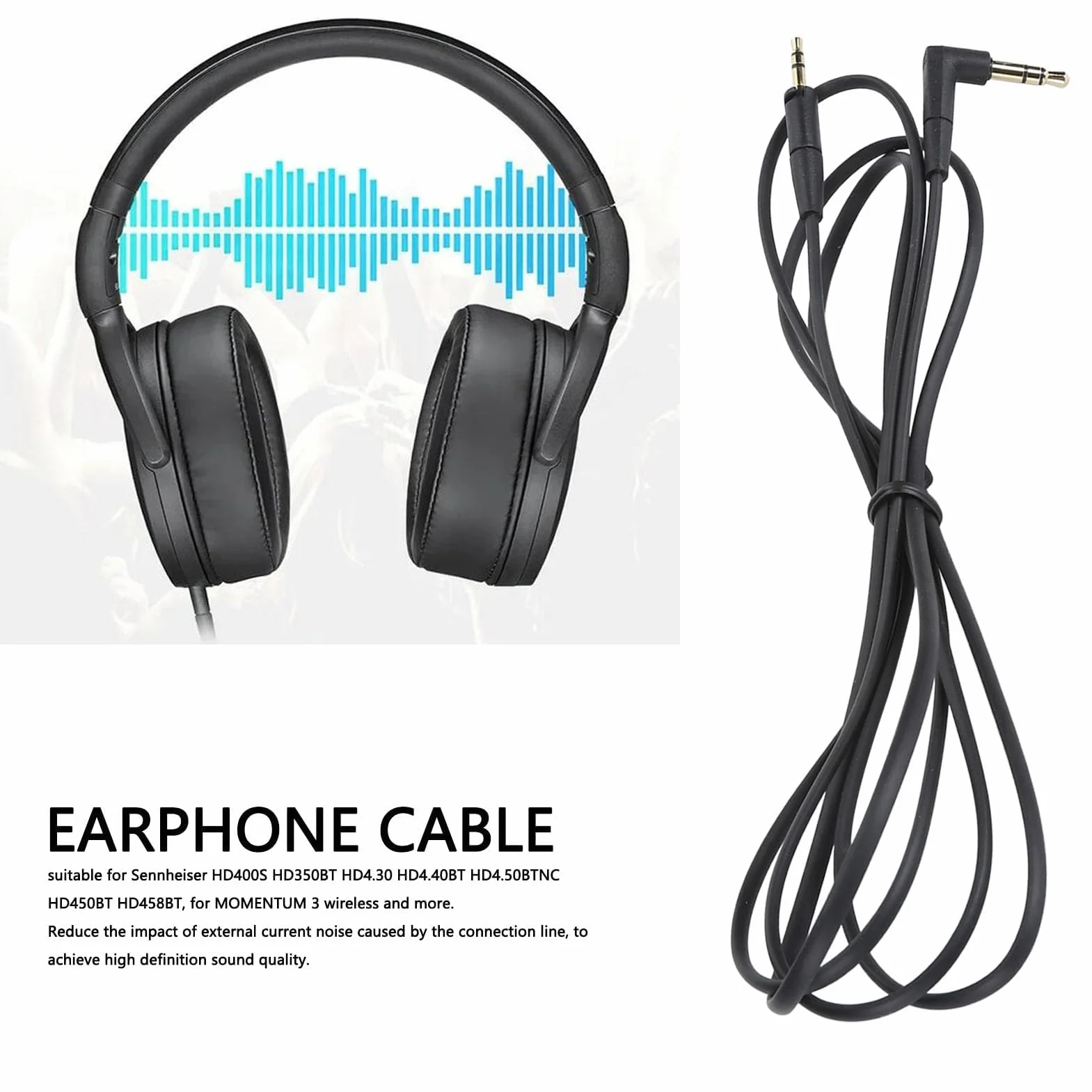 Kabel Zamienny Audio do HD400S HD4.30 HD4.50BTNC MOMENTUM 3, Przewód Słuchawkowy