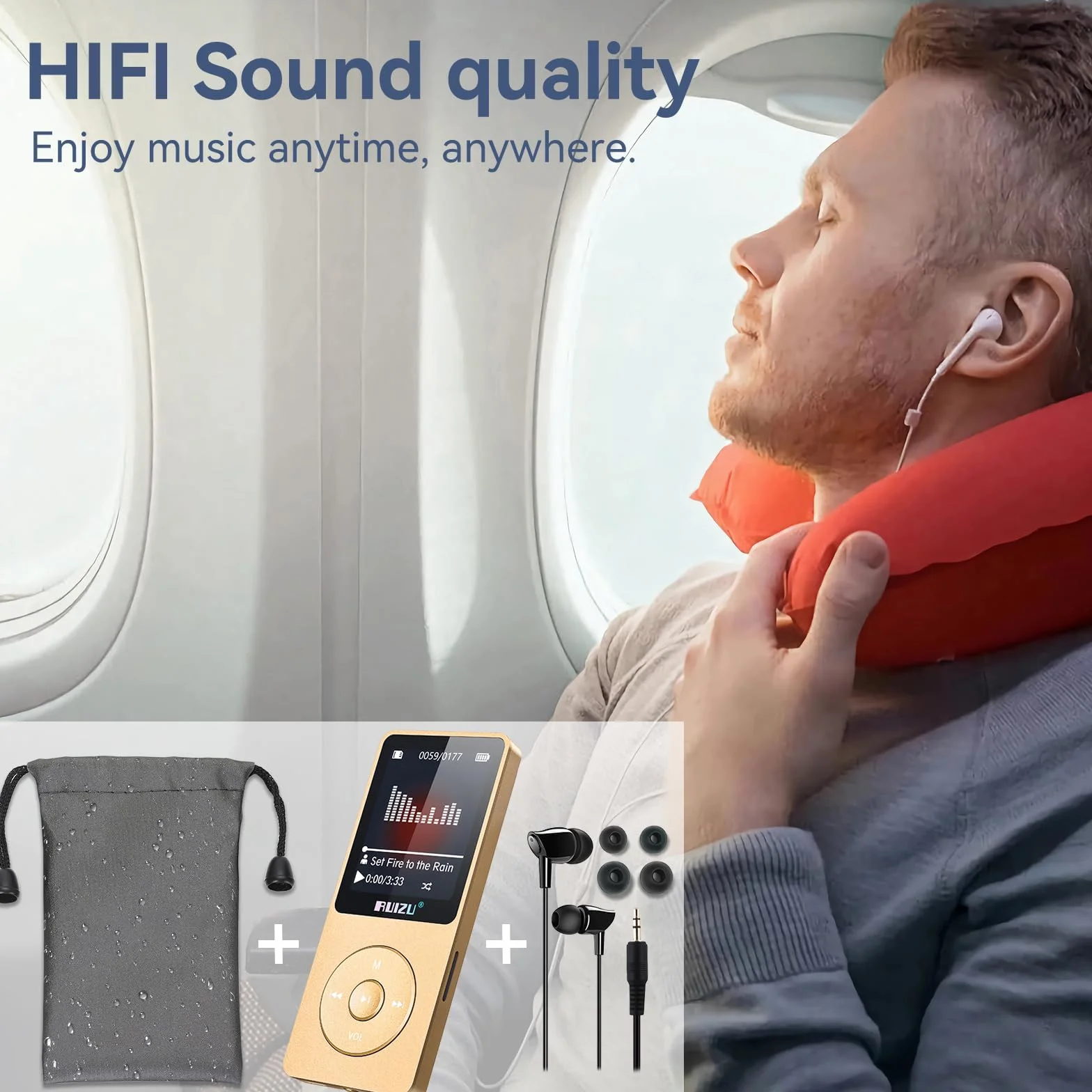 Odtwarzacz MP3 Bluetooth 5.3 64GB 1.8" ekran radio FM nagrywanie głosu 80H