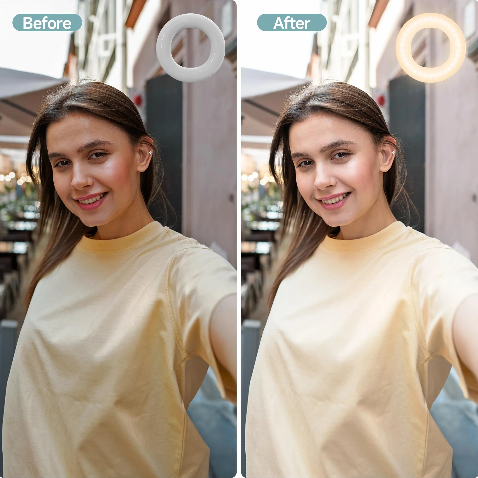 Selfie Ring Light, ładowalna, przypinana, 3-trybowa lampa pierścieniowa 48 LED do selfie, lampa pierścieniowa wideo do tabletów, laptopów, transmisji na żywo, TikTok, makijażu i wideokonferencji