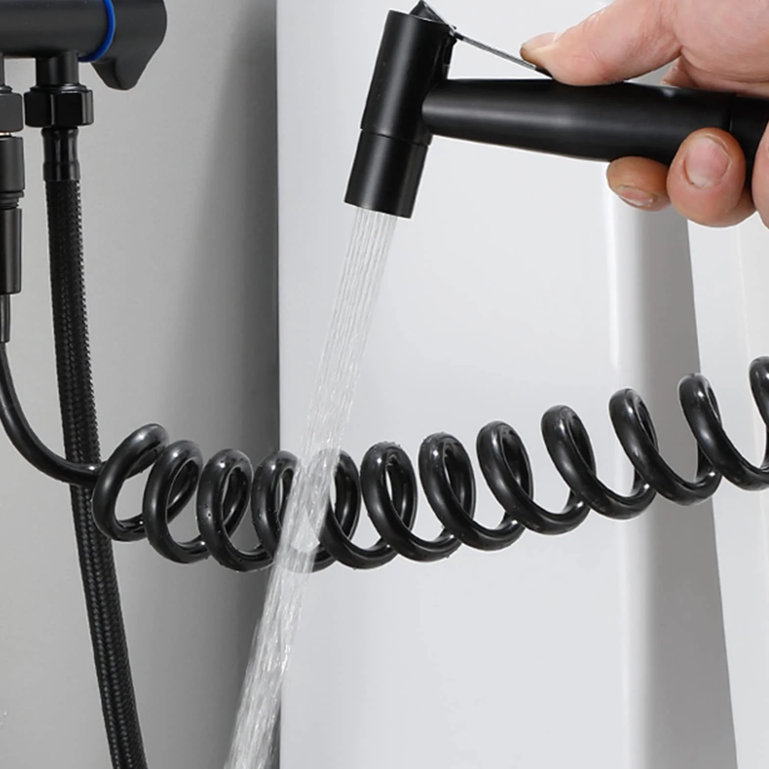 Bidet toaletowy spray czarny kran prysznicowy bidet opryskiwacz toaletowy ręczny zestaw bidetu toaleta głowica prysznicowa opryskiwacz ze stali nierdzewnej czarna toaleta czyszczenie toalety, czarny B