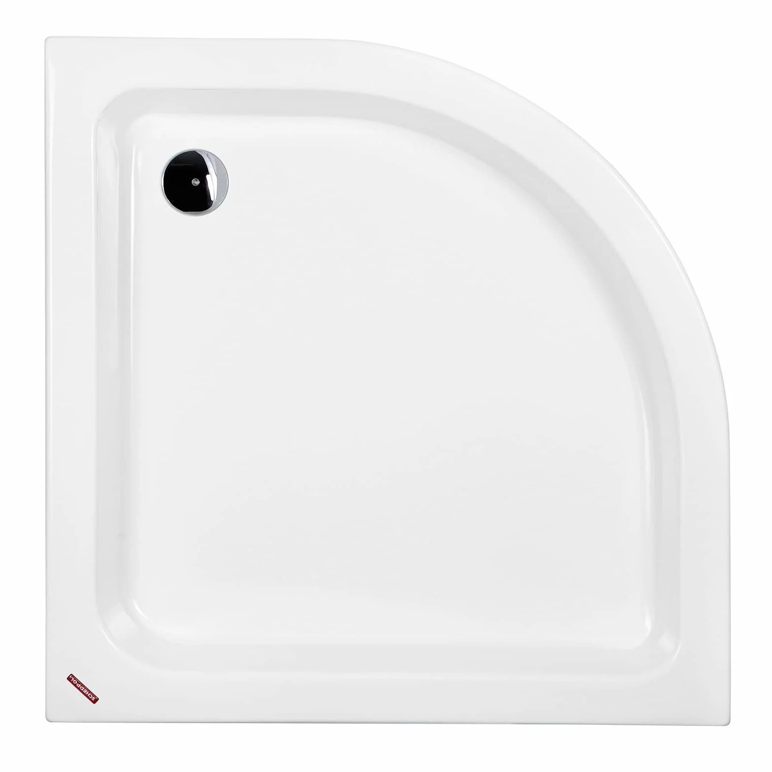 Sellon24® Brodzik prysznicowy z nośnikiem, biały, stabilny, gładki, wspornik ze styropianu, kabina prysznicowa, brodzik akrylowy, ćwierć koła, R55, akryl sanitarny, płytkowy, głęboki (80 x 80 x 26 R55