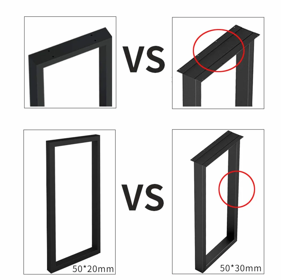 Regulowane nogi w kształcie litery U do nowoczesnych stołów, 2 sztuki, o wysokiej stabilności (czarne, 30 * 100 cm)