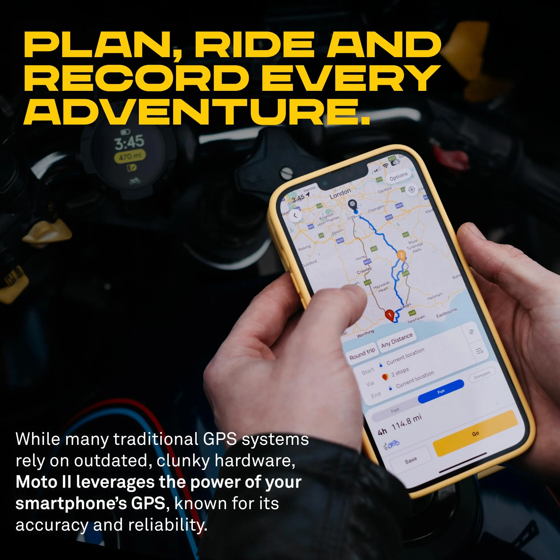 Beeline Moto II Motocyklowy tracker GPS nowej generacji, kompaktowa konstrukcja, wodoodporna konstrukcja, prosty wy?wietlacz i 14-godzinna bateria, przyjazna dla r?kawic, nawigacja satelitarna,
