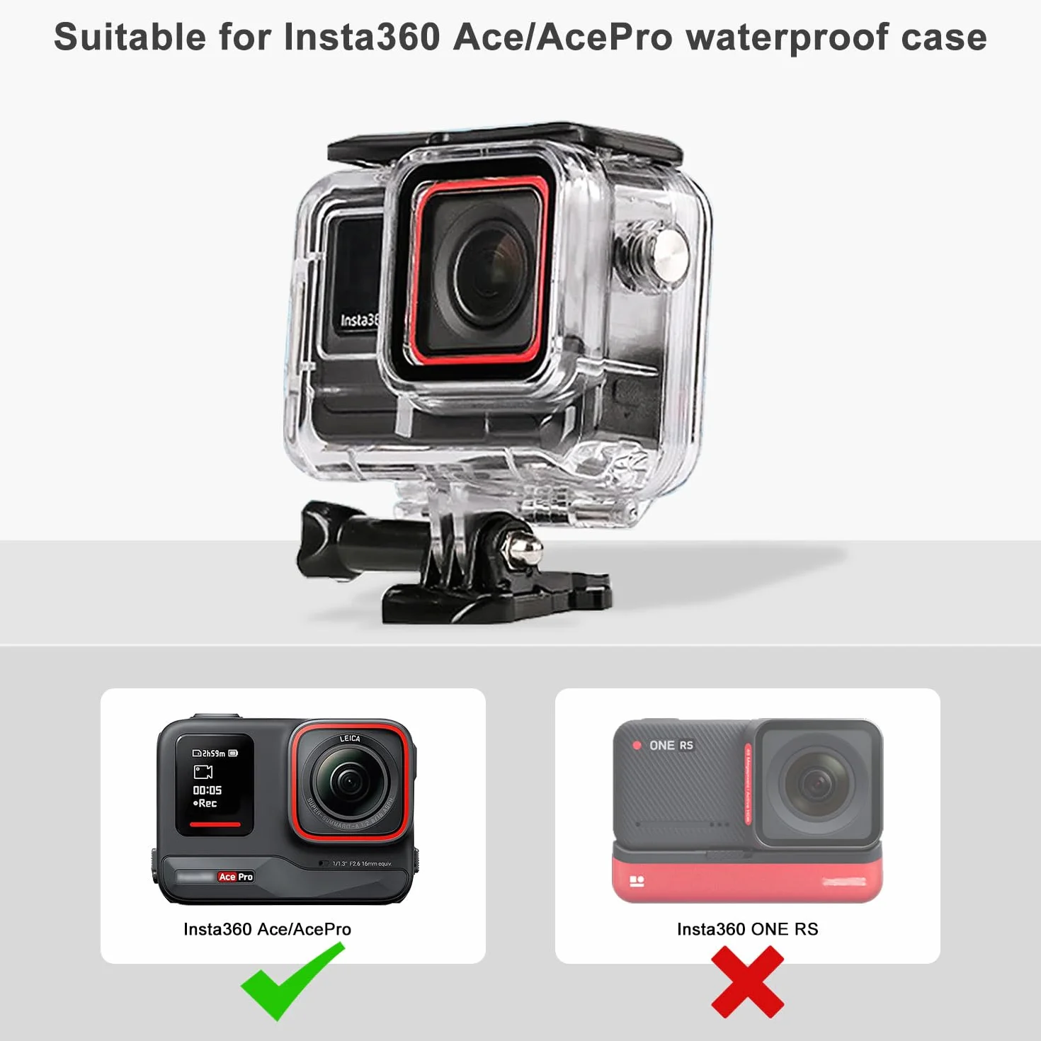 FitStill Wodoszczelna obudowa do nurkowania 60 M/196 FT kompatybilna z Insta 360 Ace Pro