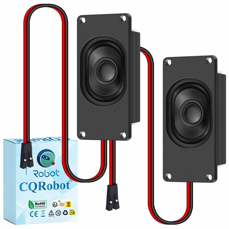 CQRobot Miniaturowy głośnik 3 W, 8 omów, pasywny zamknięty głośnik audio/niskotonowy kompatybilny z płytą Arduino. Interfejs Dupont 2,54 mm, do różnych małych projektów elektronicznych DIY.