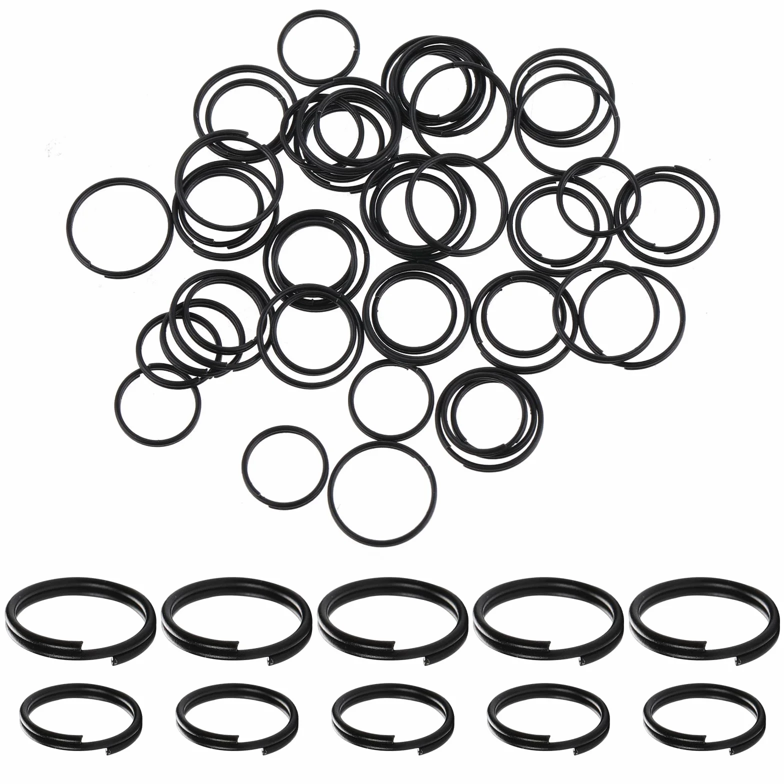 100 sztuk kółek na klucze 12 mm, kółko do kluczy, 15 mm, czarne, metalowe okrągłe pierścienie do rozłupywania, zestawy do kluczy domowych, kluczy samochodowych i majsterkowania, Ø 12 mm/15 mm