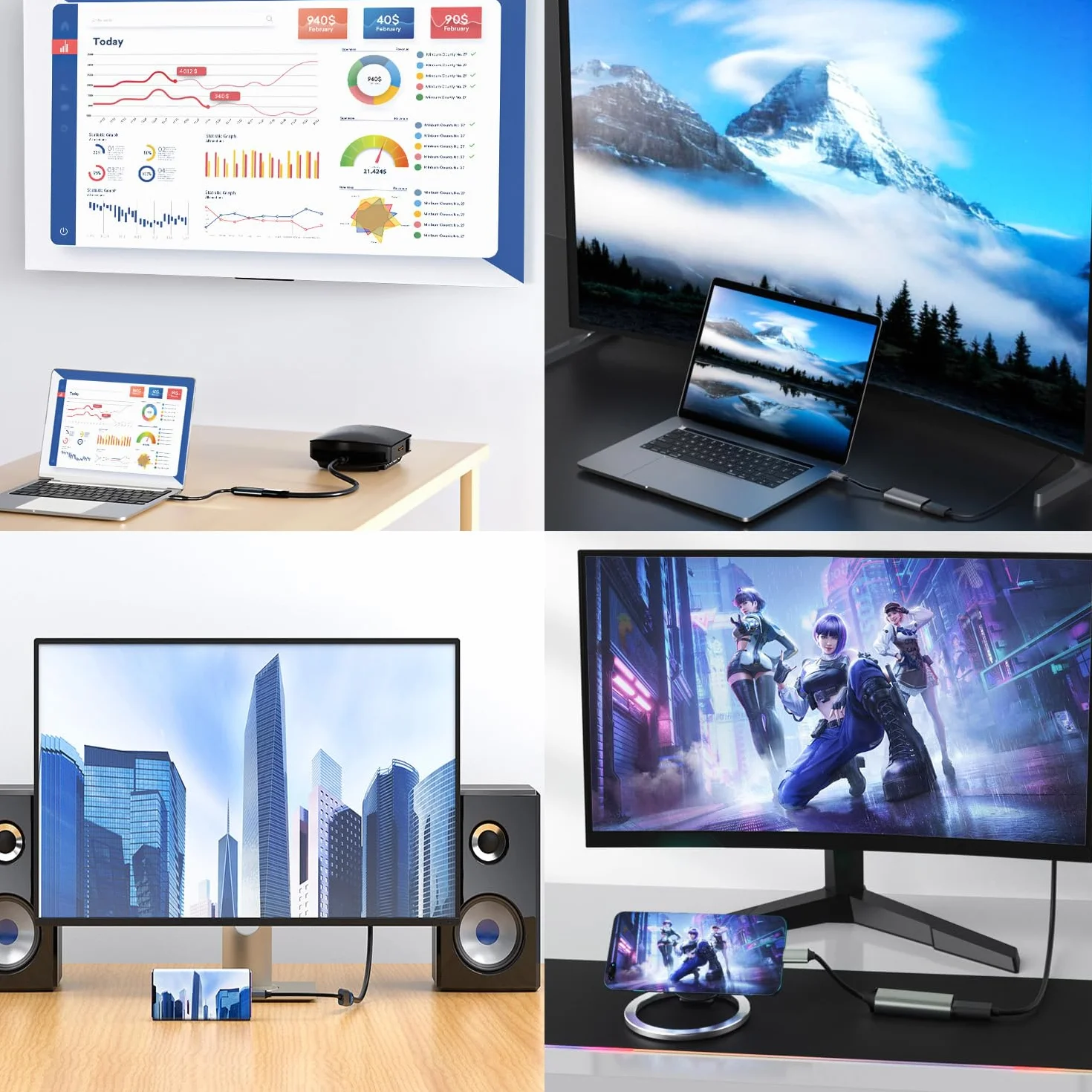 Mepsies Adapter USB C na HDMI 4K, Konwerter USB C HDMI dla iPhone 17/16/15, Galaxy S25 S24 S23, MacBook Pro/Air, Dell XPS 13/14/15, Surface