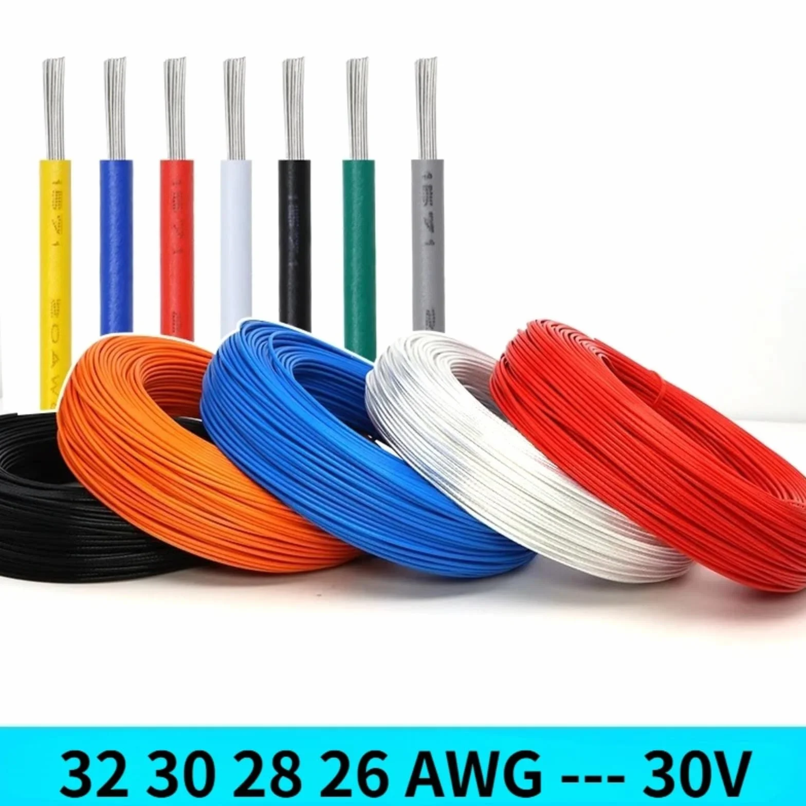 5M-200M UL1571 Kable elektroniczne 32 30 28 26 AWG miękki PVC (szary, 100 m, 26 AWG)