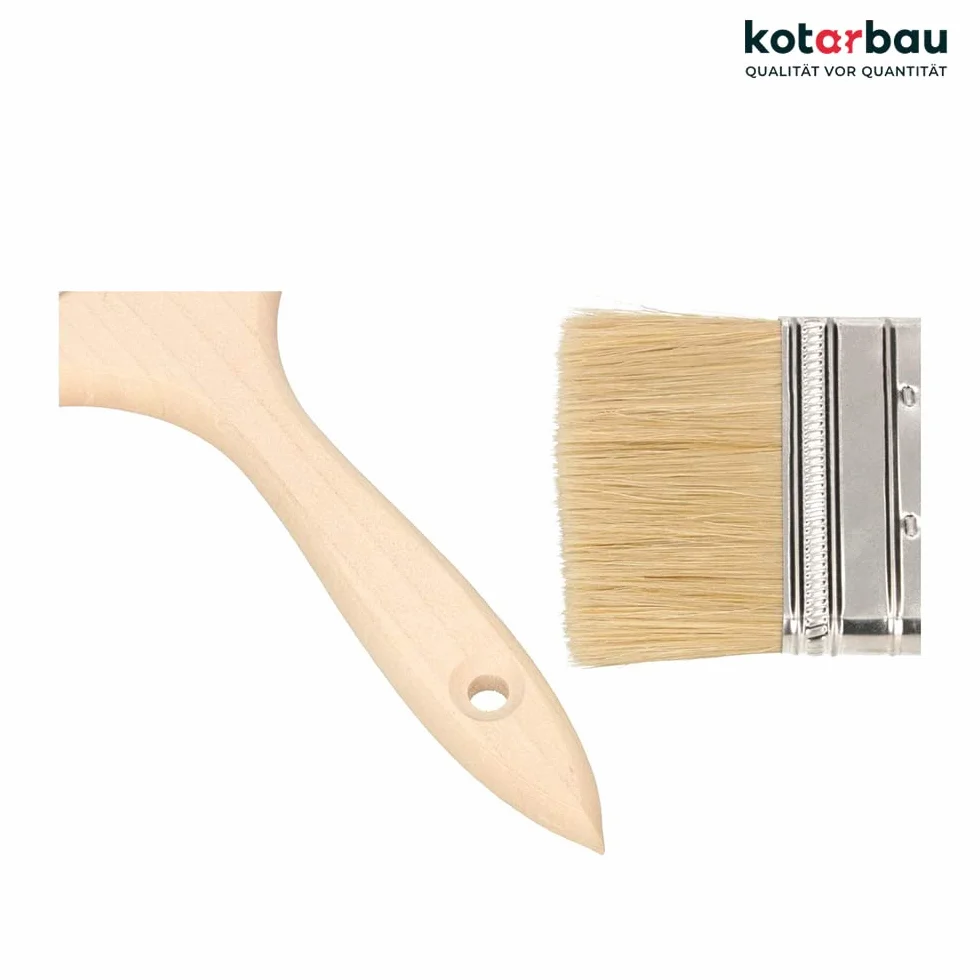 KOTARBAU® Zestaw 50 pędzli do malowania z drewnianym uchwytem, wszystkie 90 mm, płaskie pędzle, bejcowanie, farby, pędzle malarskie, lakier, farby akrylowe, odporne na rozerwanie, uniwersalne