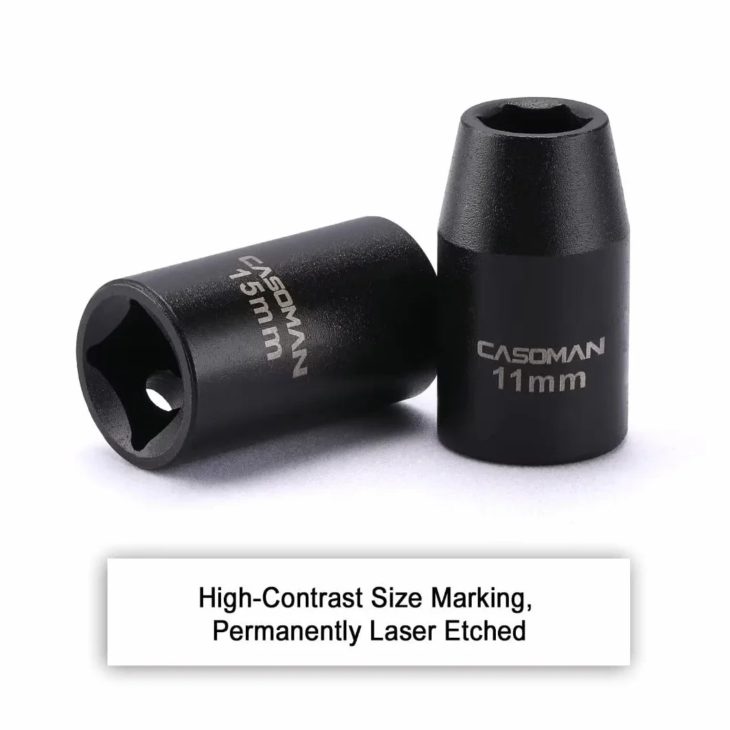 CASOMAN 14-częściowy standardowy zestaw nasadek udarowych 1/2", metryczny, 6-punktowy, 11 mm do 32 mm