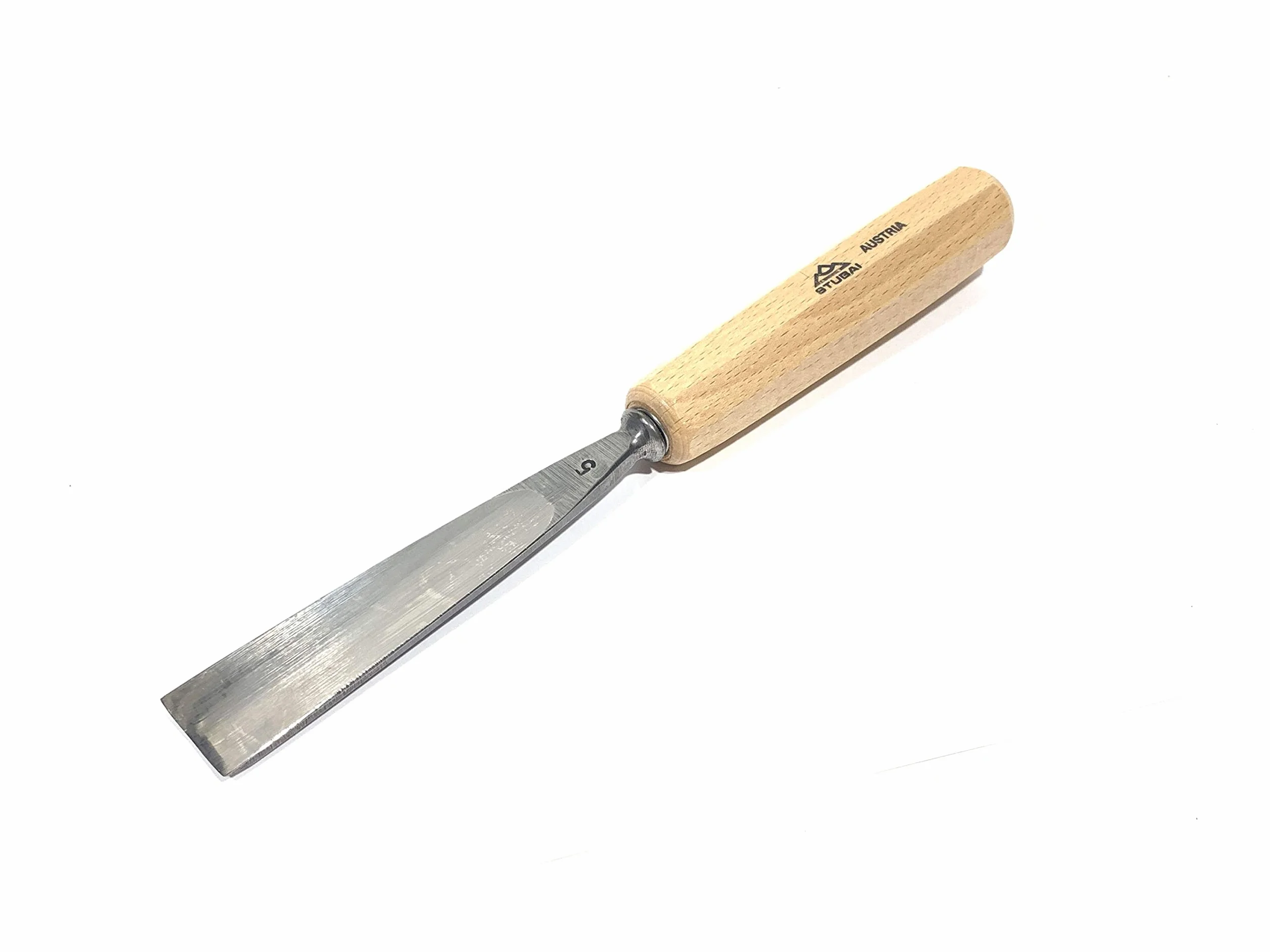 Stubai 550560 dłuto do rzeźbienia w drewnie, typ 5, długie/polerowane dłuto do rzeźbienia w drewnie, szaro-beżowe, 60 mm