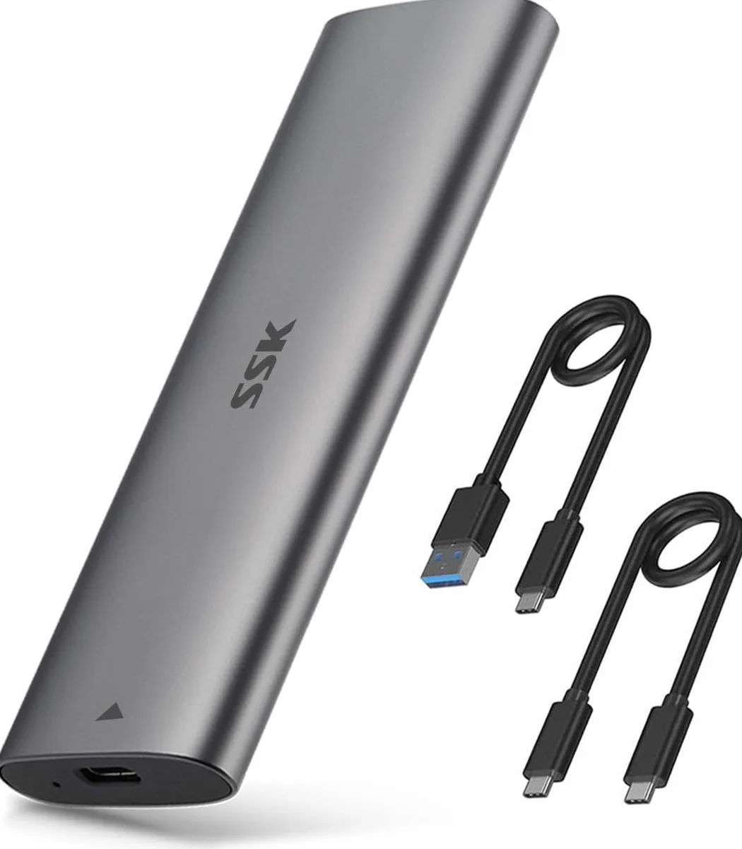 SSK Aluminiowa obudowa M.2 na USB NVMe SATA SSD, USB 3.2 10 Gb/s, PCI-E 6 Gb/s, M-Key B+M-Key, zewnętrzna, obsługuje UASP, do SSD 2242/2260/2280