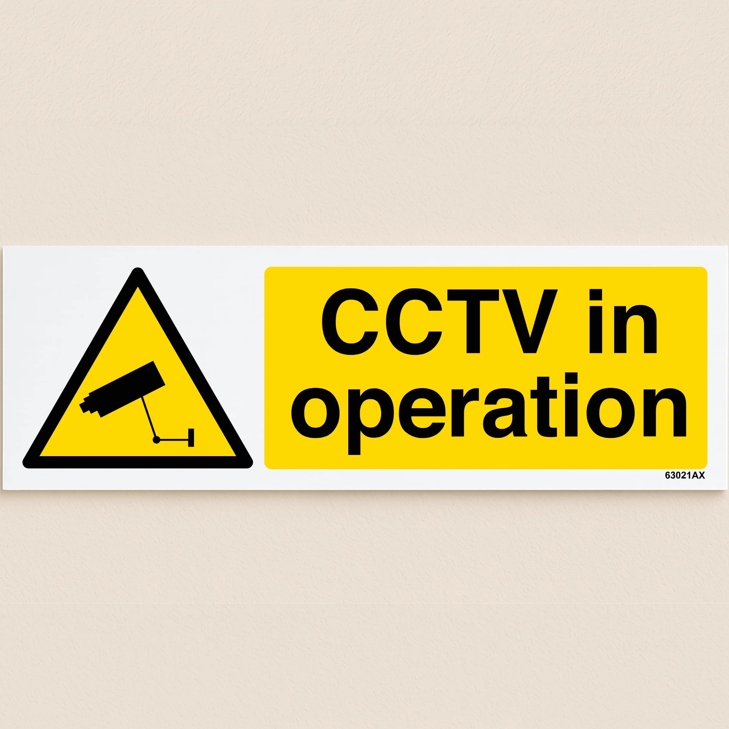 VSafety CCTV In Operation znak ostrzegawczy - 300 mm x 100 mm - 2 mm sztywny plastik