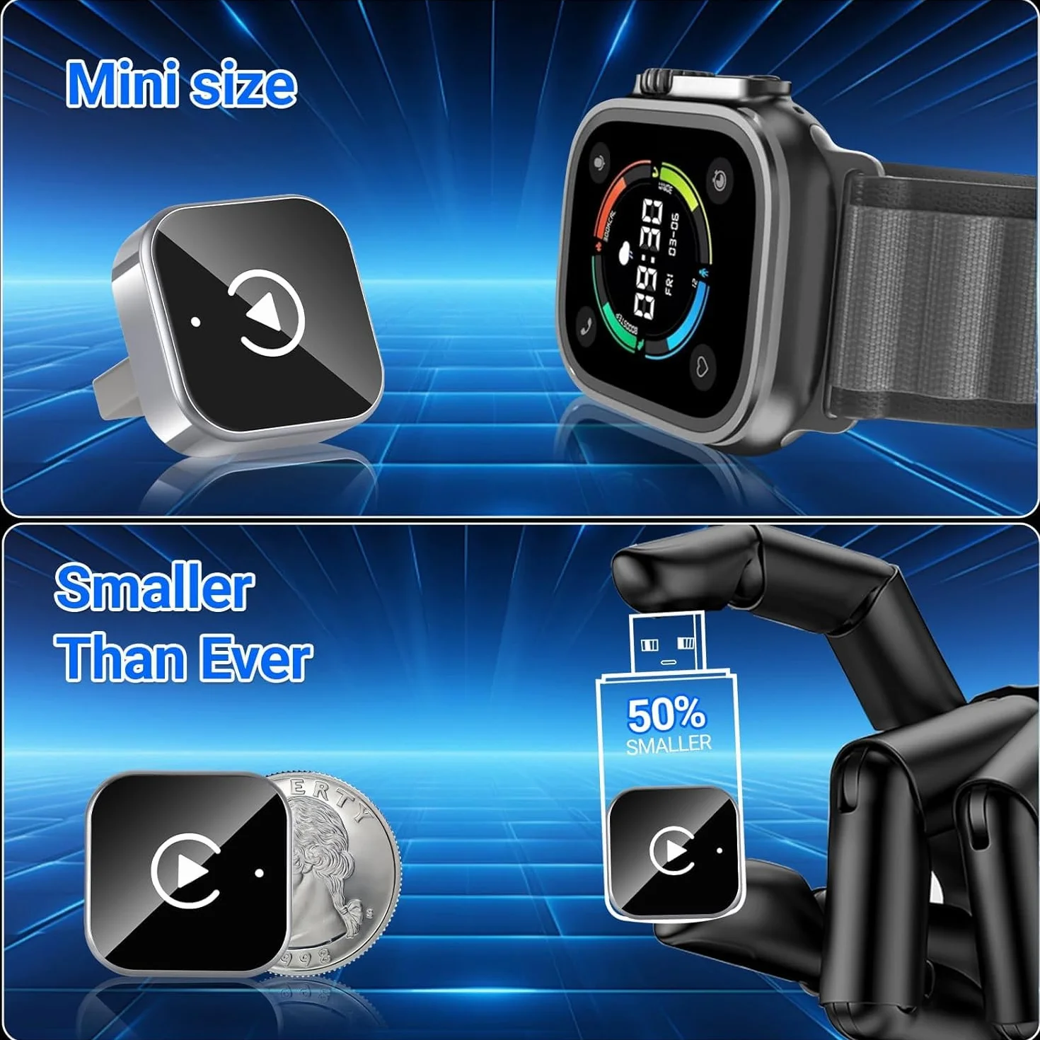 Bezprzewodowy adapter CarPlay – Ulepsz swoje CarPlay do wersji bezprzewodowej, mini USB do samochodów z przewodowym systemem Apple, Plug & Play, szybkie i stabilne połączenie dla iPhone